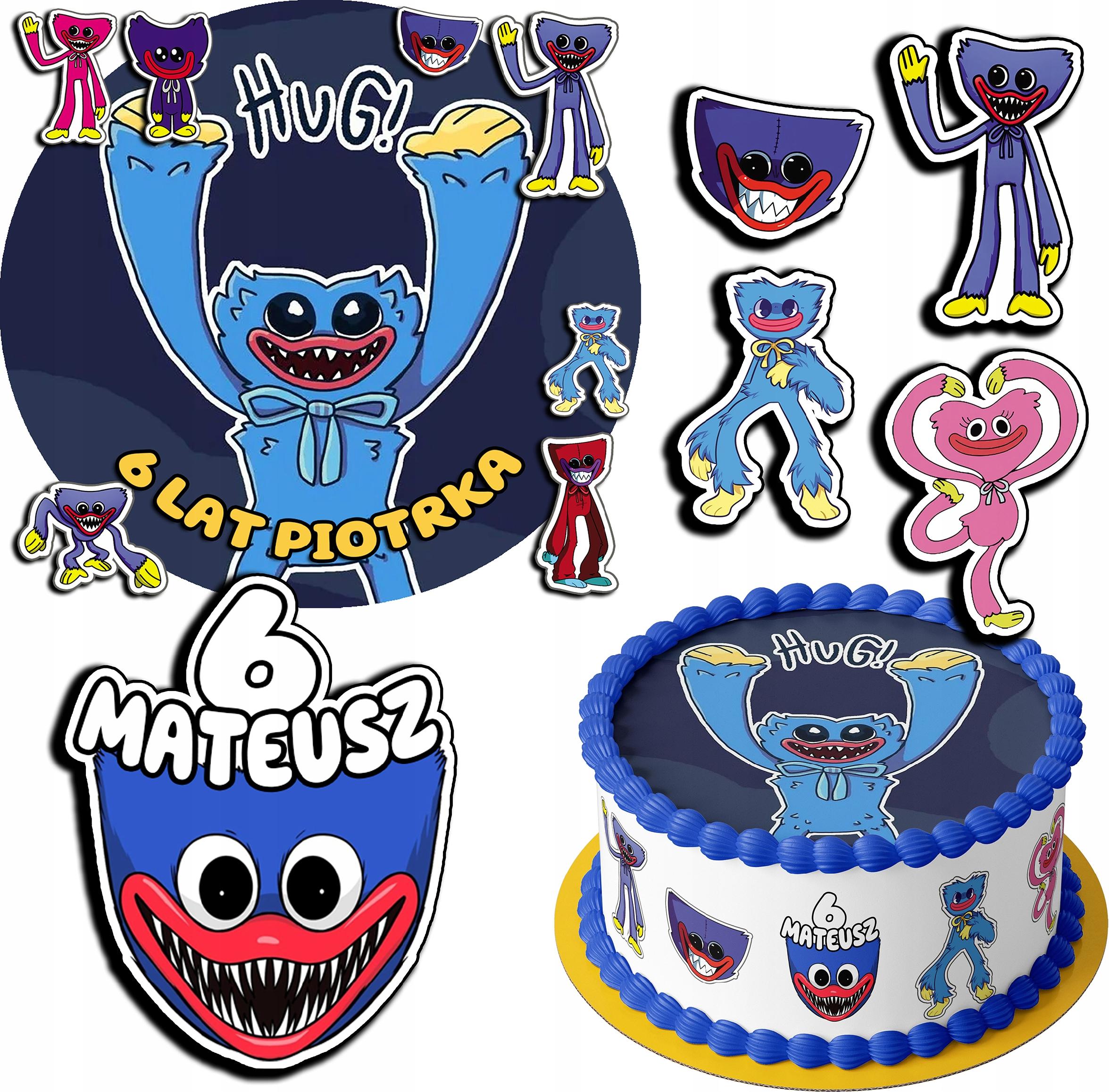 ZESTAW OPŁATEK NA TORT 20CM + 17 POSTACI - HUGGY WUGGY + IMIĘ 15CM 18CM