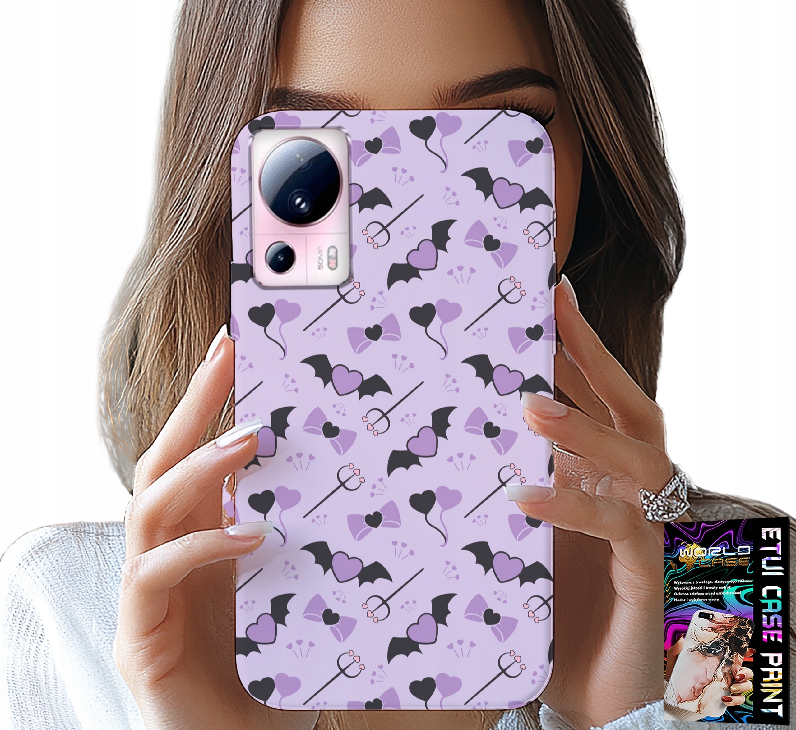 ETUI DO XIAOMI 13 LITE - MODNE WZORY WIDŁY SERCA KOKARDKI KOKARDA