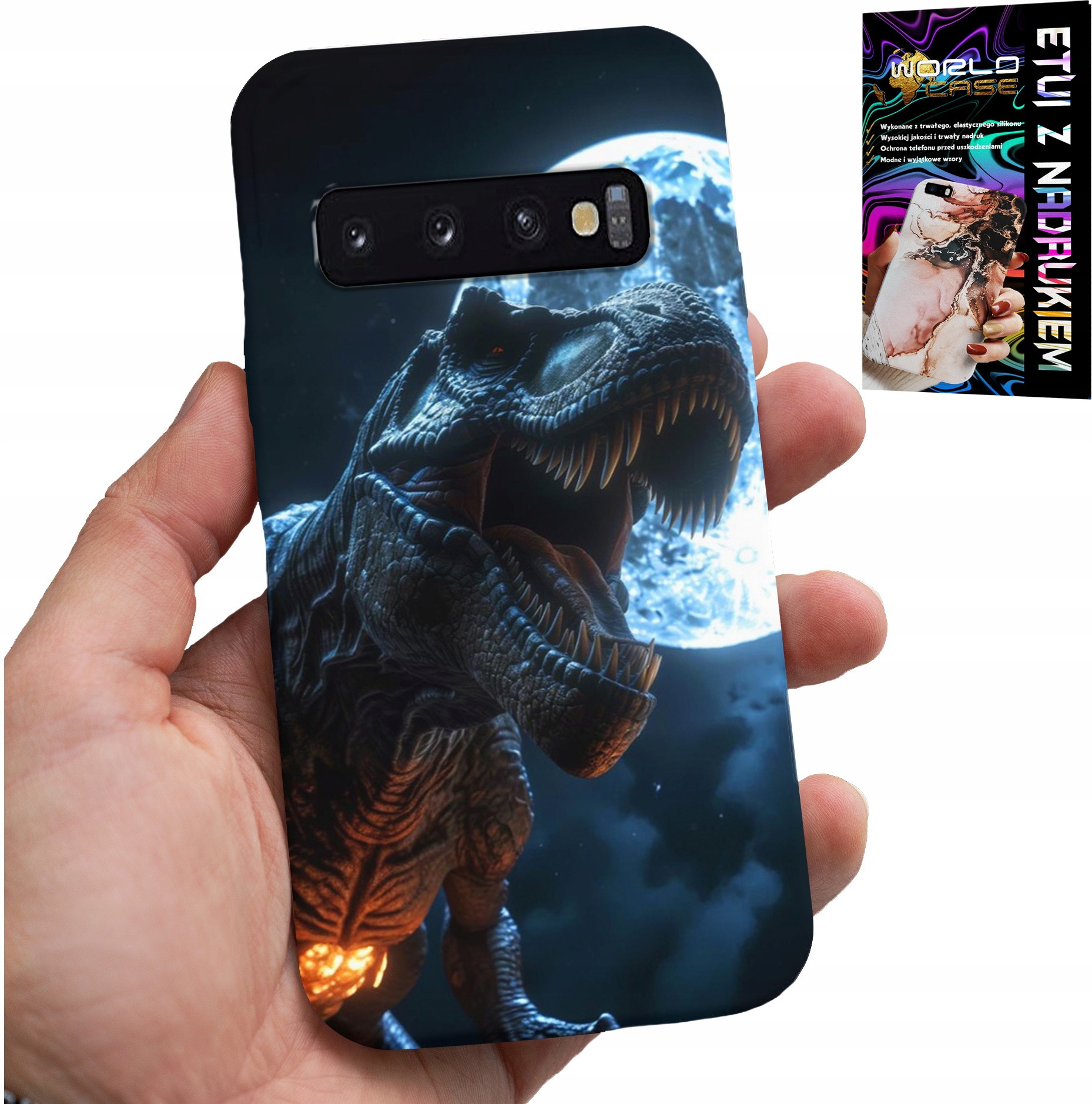 ETUI DO SAMSUNG GALAXY S10 PLUS - DINO DINOZAUR TYRANOZAUR POKROWIEC CASE