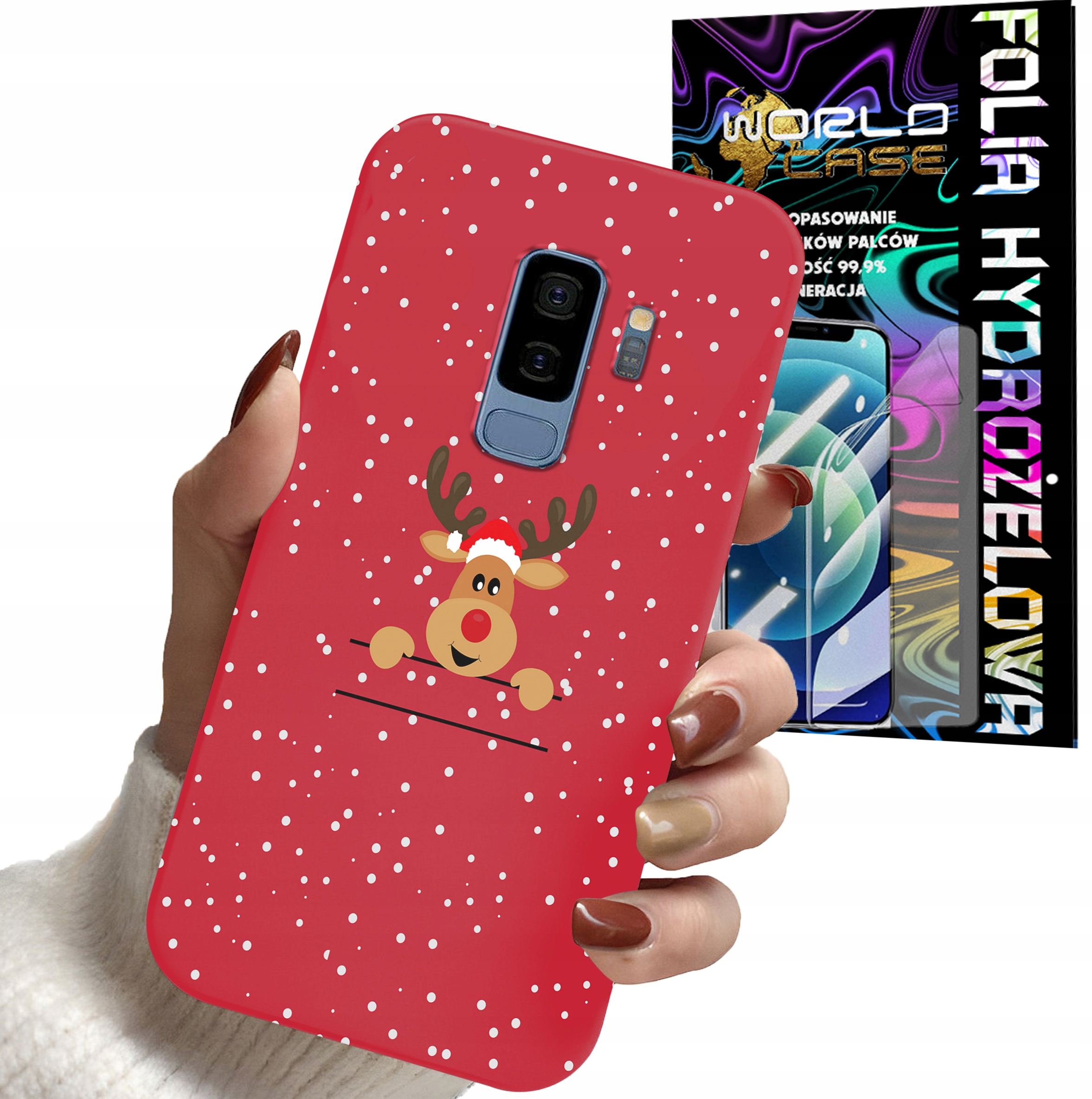 ETUI DO SAMSUNG S9+ PLUS - ŚWIĄTECZNE WZORY RENIFER MIKOŁAJ + FOLIA