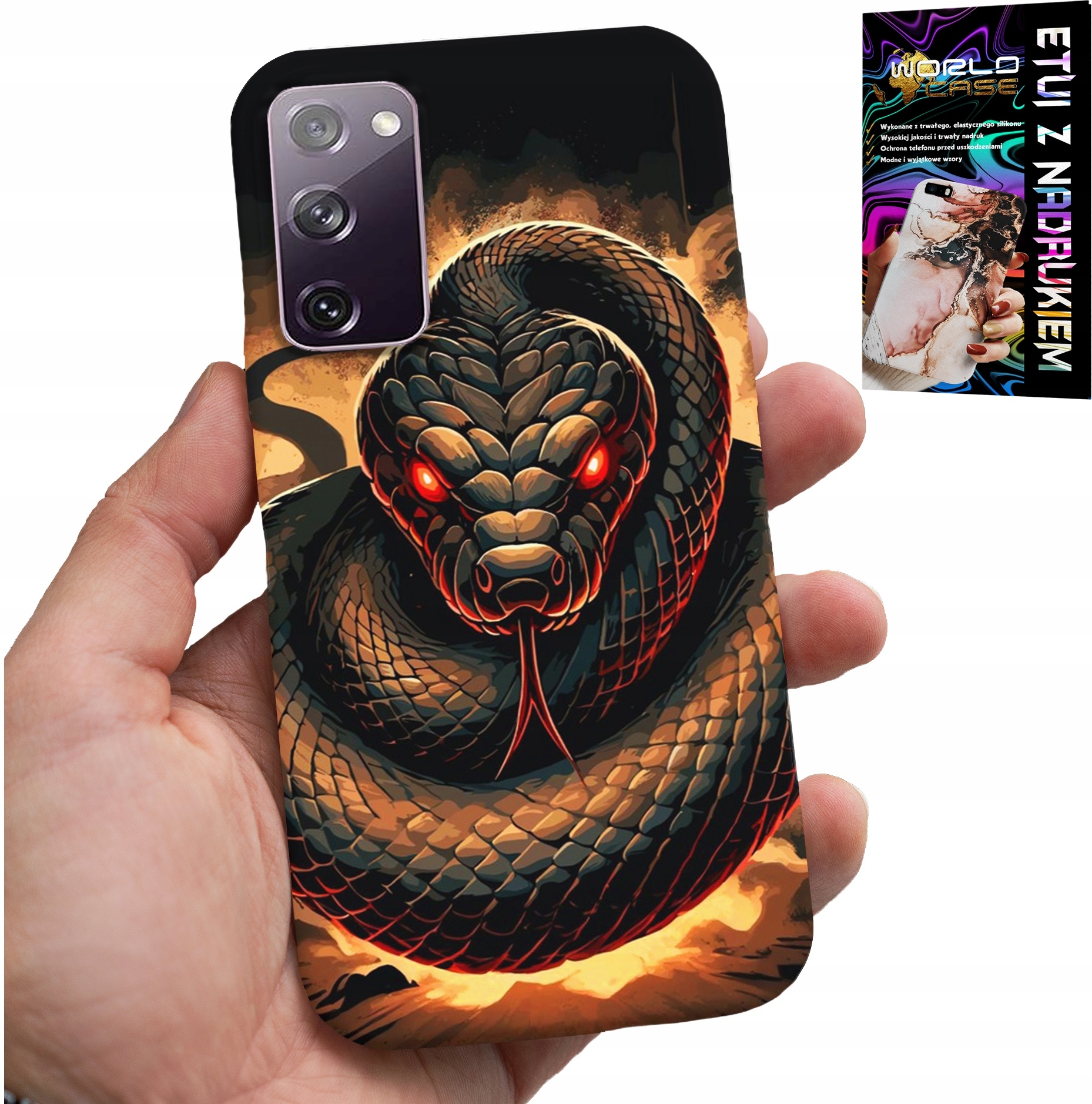 ETUI DO SAMSUNG GALAXY S20 FE - WĄŻ, WĘŻE KOBRA GRZECHOTNIK CASE + FOLIA