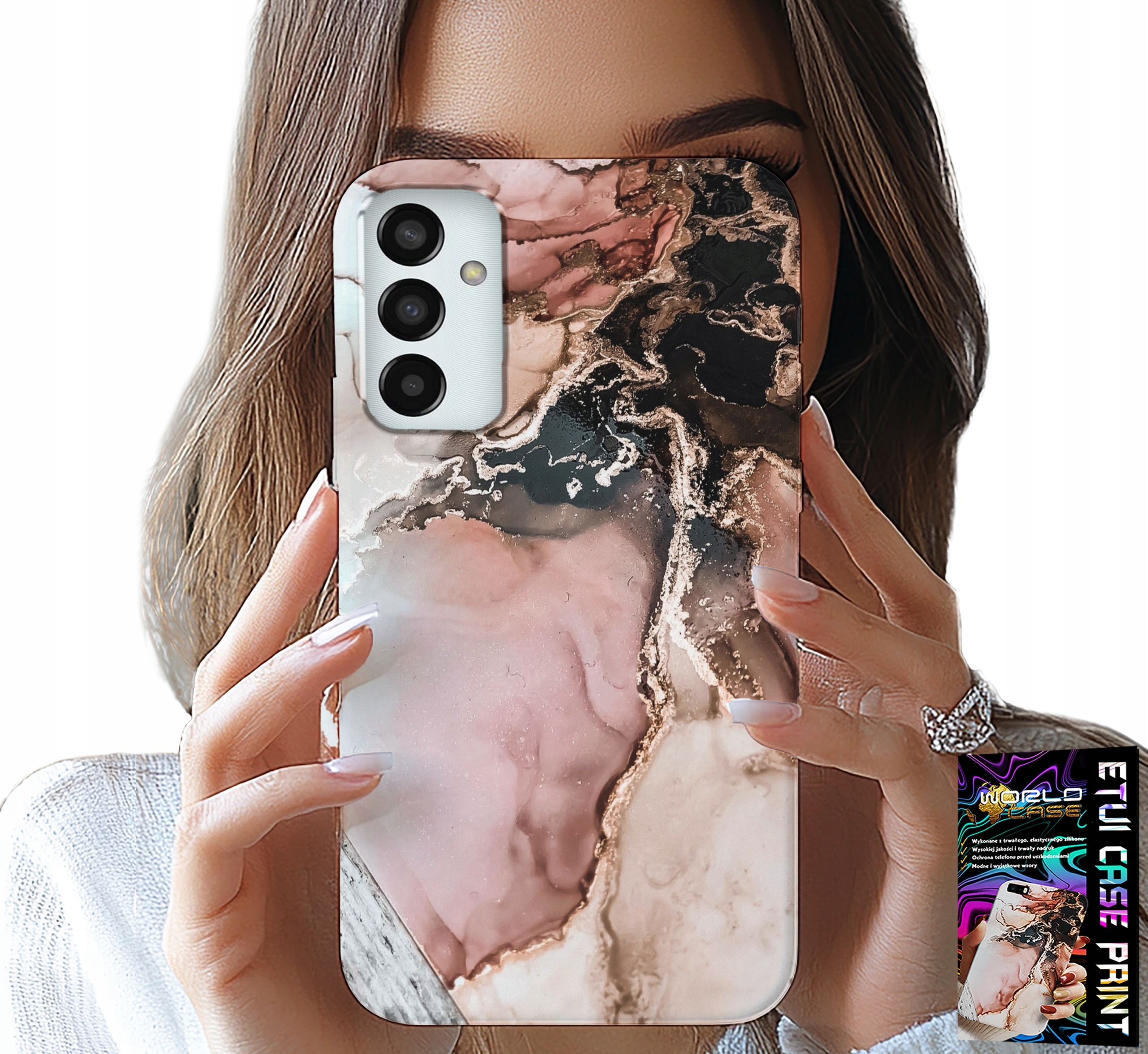 ETUI DO SAMSUNG GALAXY M23 - ELEGANCKI MARMUREK MODNE WZORY + SZKŁO