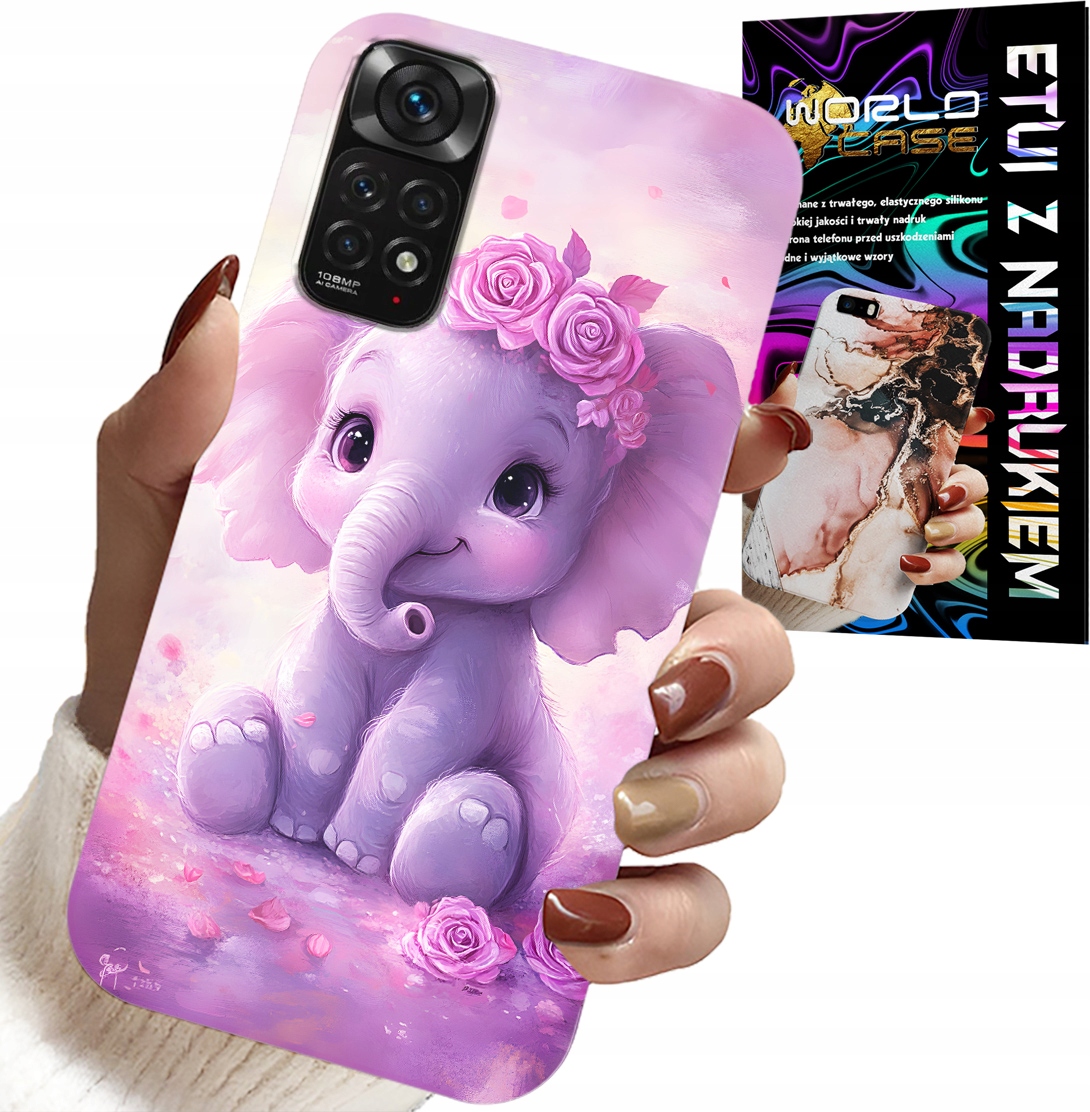 ETUI DO XIAOMI NOTE 11 PRO - SŁODKI SŁONIK NA RÓŻOWYM TLE CASE +FOLIA