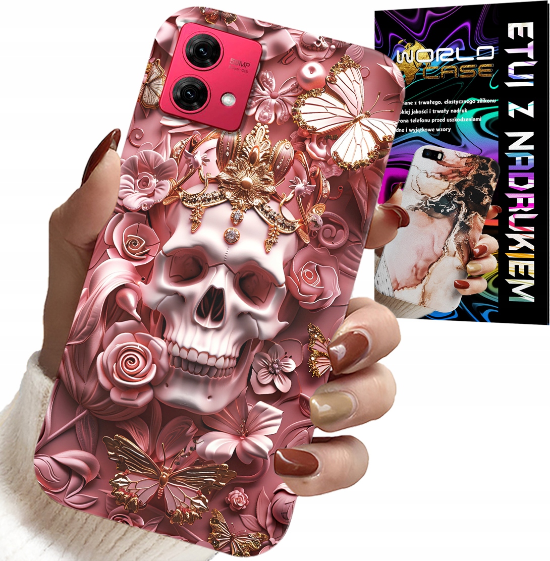 ETUI DO MOTOROLA EDGE 40 NEO - KOBIECE, MODNE WZORY, CZASZKA W RÓŻE