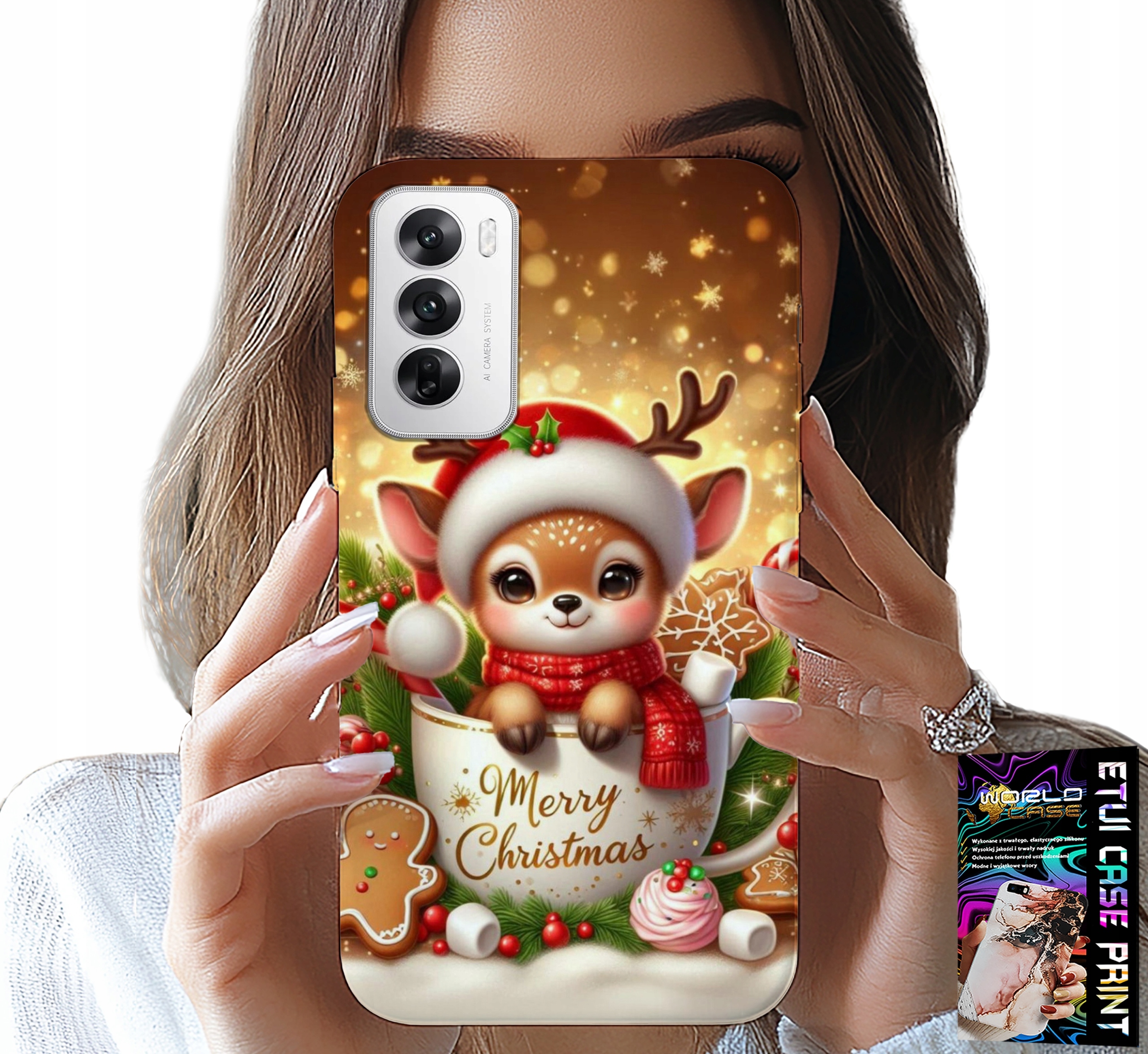 ETUI DO OPPO RENO12 5G - RENIFEREK SŁODKI RENIFER ŚWIĄTECZNE WZÓR