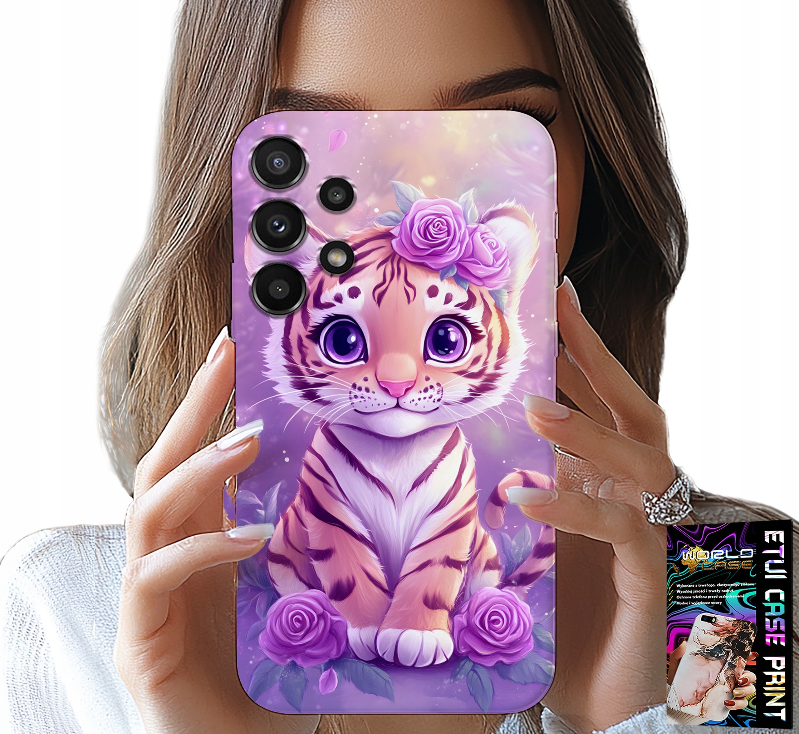 ETUI DO SAMSUNG GALAXY A32 5G - SŁODKI TYGRYSEK NA RÓŻOWYM TLE + SZKŁO
