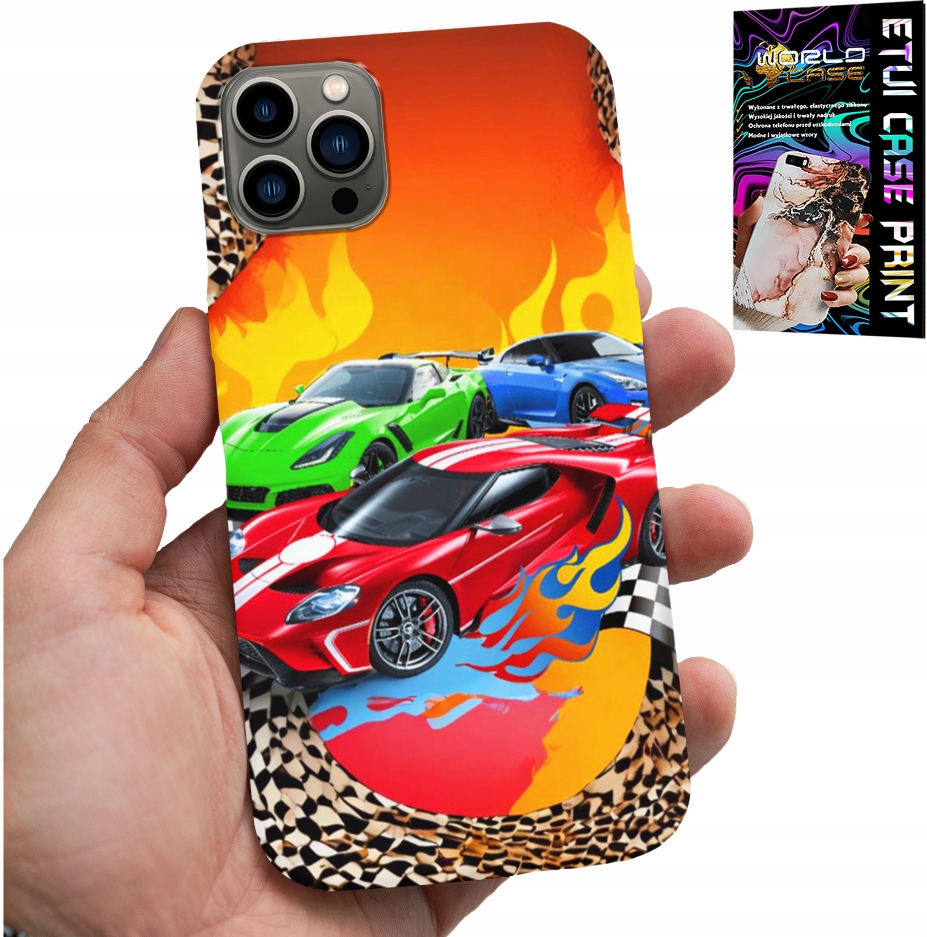ETUI DO IPHONE 11 PRO MAX - DLA DZIECI, SAMOCHODY WYŚCIGOWE + SZKŁO