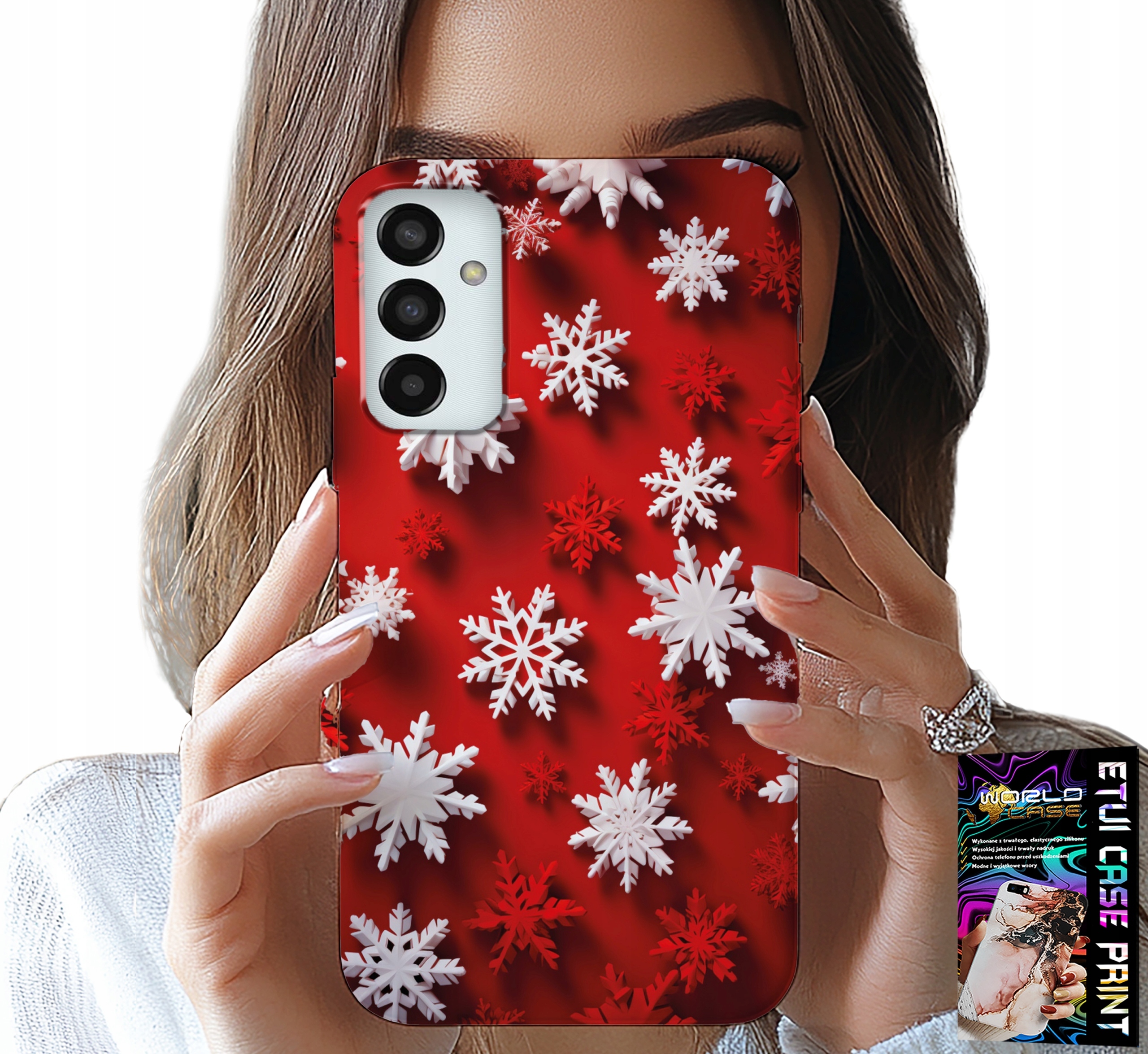 ETUI DO SAMSUNG GALAXY M23 - PŁATKI ŚNIEGU, ŚNIEG, GWIAZDKI, ŚWIĘTA