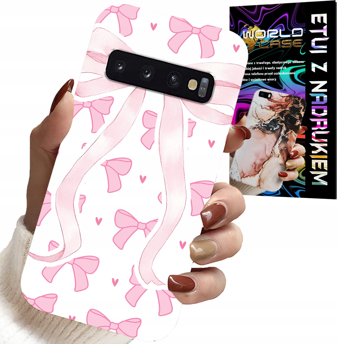 ETUI DO SAMSUNG GALAXY S10 PLUS - RÓŻOWE WSTAZKI WSTĄZKA MODNE WZORY CASE