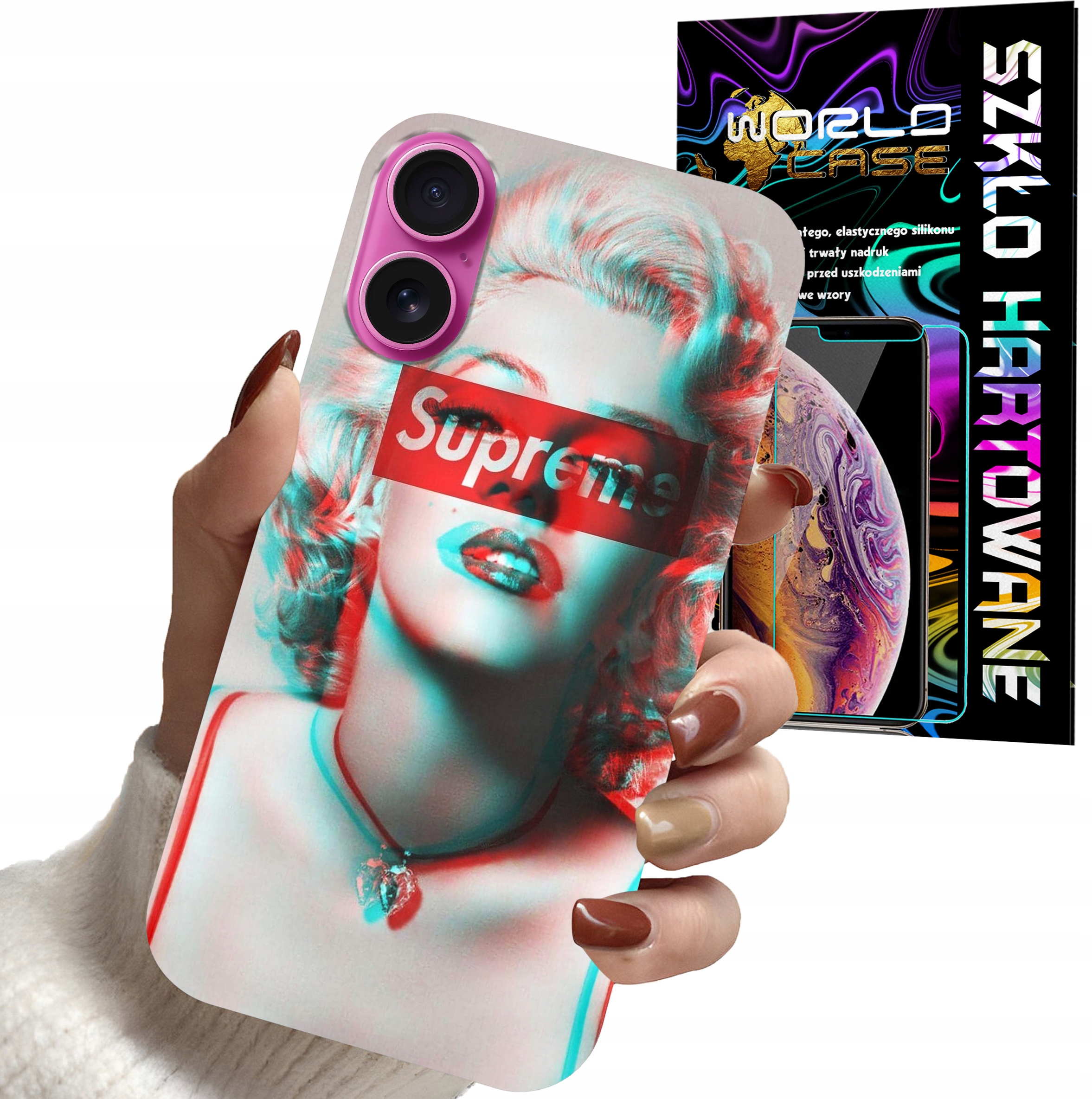 ETUI CASE DO IPHONE 16 PLUS - Monroe MODNE KOBIECE WZORY + SZKŁO