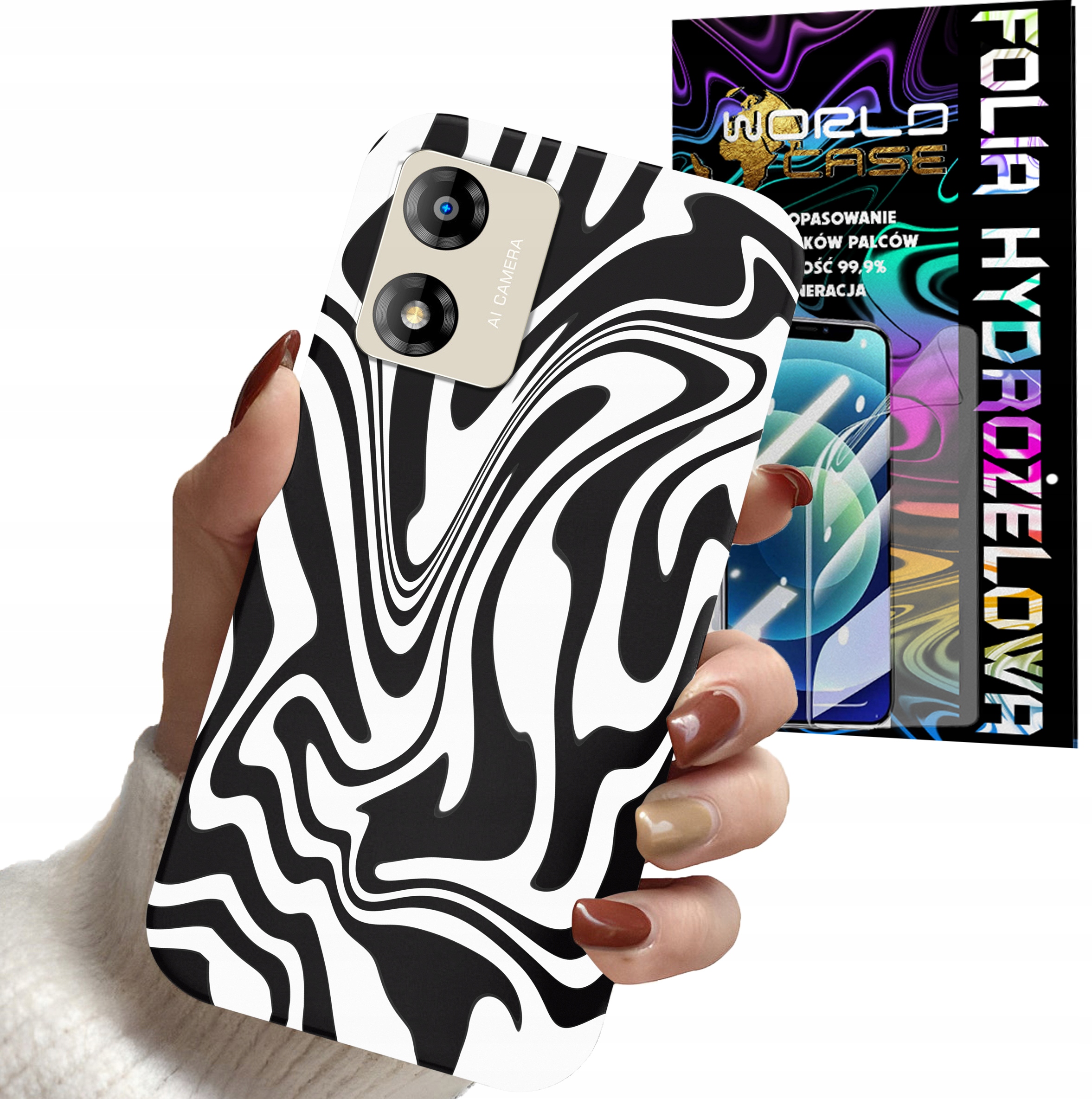 ETUI DO MOTOROLA MOTO E13 - ABSTRAKCJA ZEBRA MODNE WZORY DLA KOBIET + FOLIA