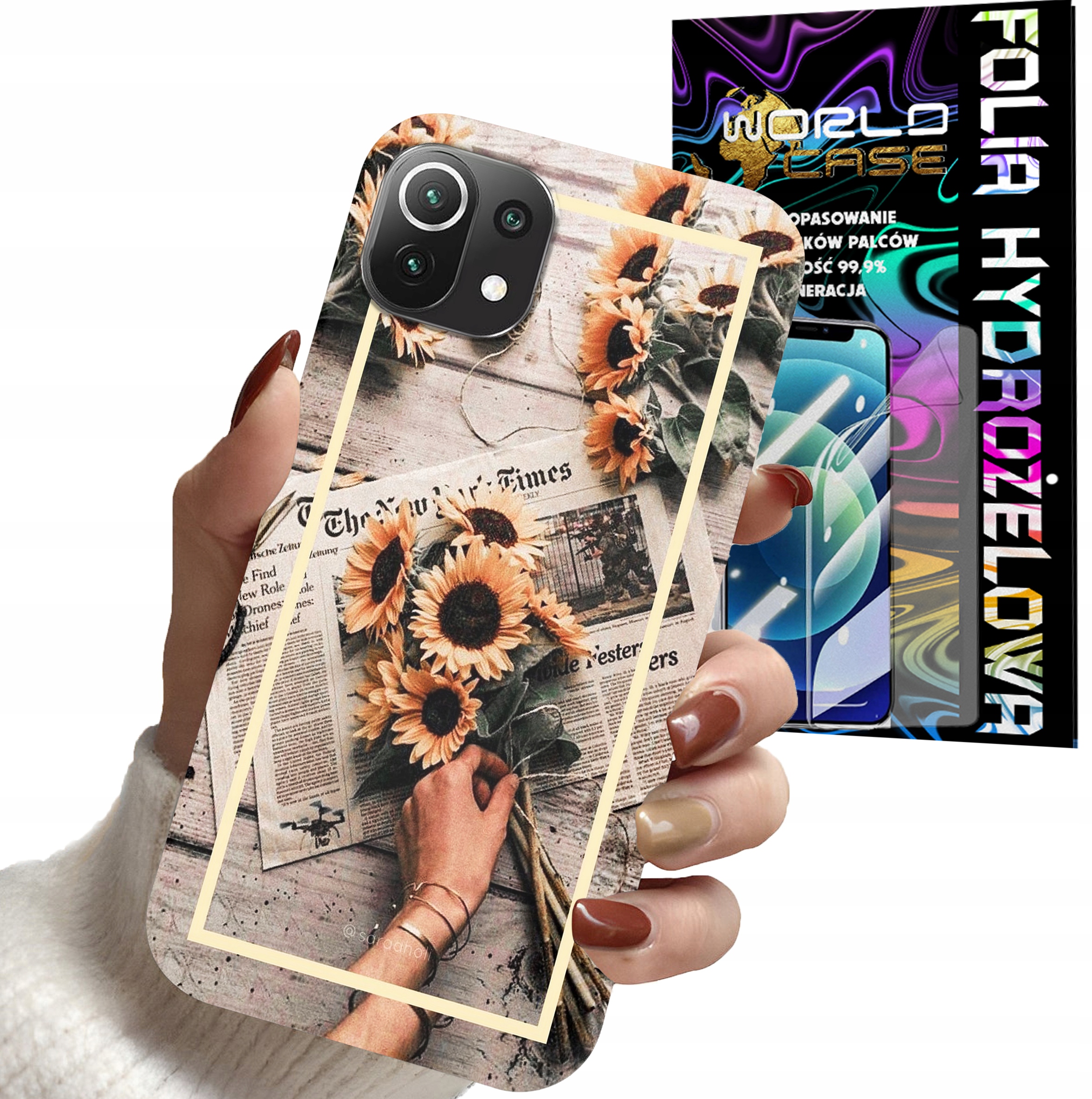 ETUI DO XIAOMI MI 11 4/5G - SŁONECZNIK KWIATY DLA KOBIET PLECKI + FOLIA