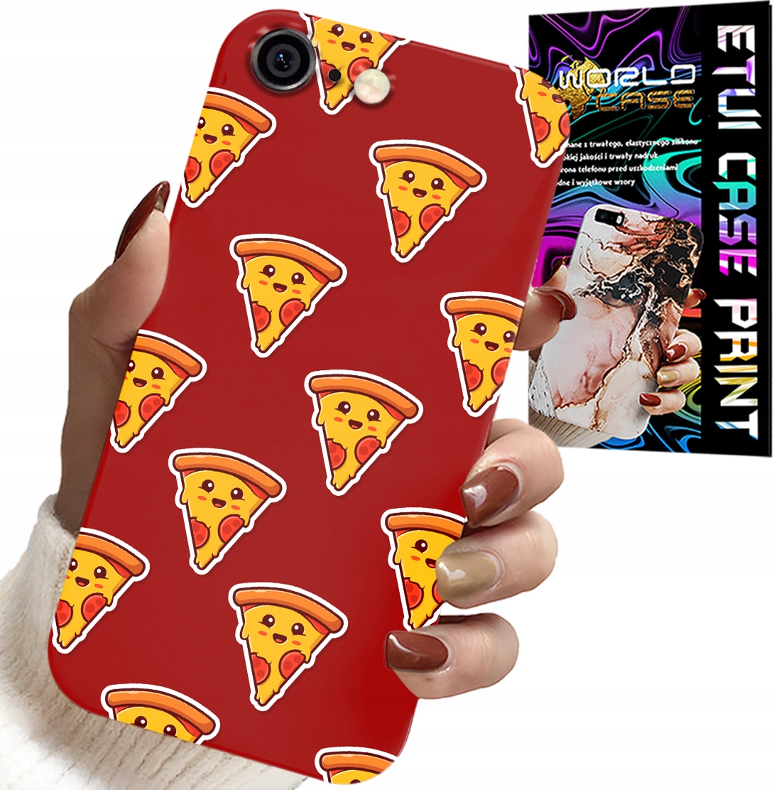 ETUI DO IPHONE 6 / 6S - WZÓR Z WESOŁĄ PIZZĄ NA CZERWONYM TLE