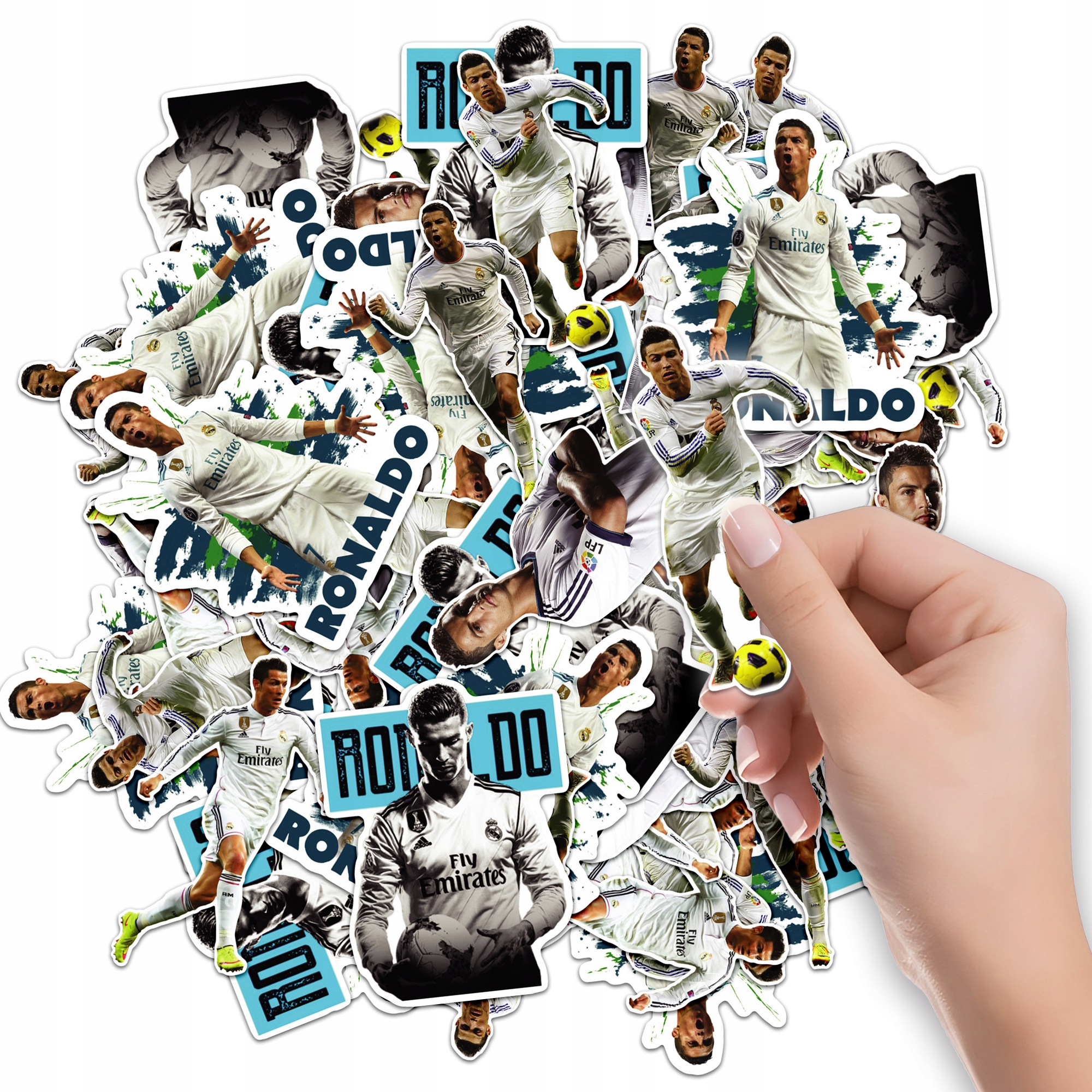 NAKLEJKI NA ZESZYT NALEPKA Z POSTACIAMI RONALDO CR7 PIŁKA WZORY 6 SZT
