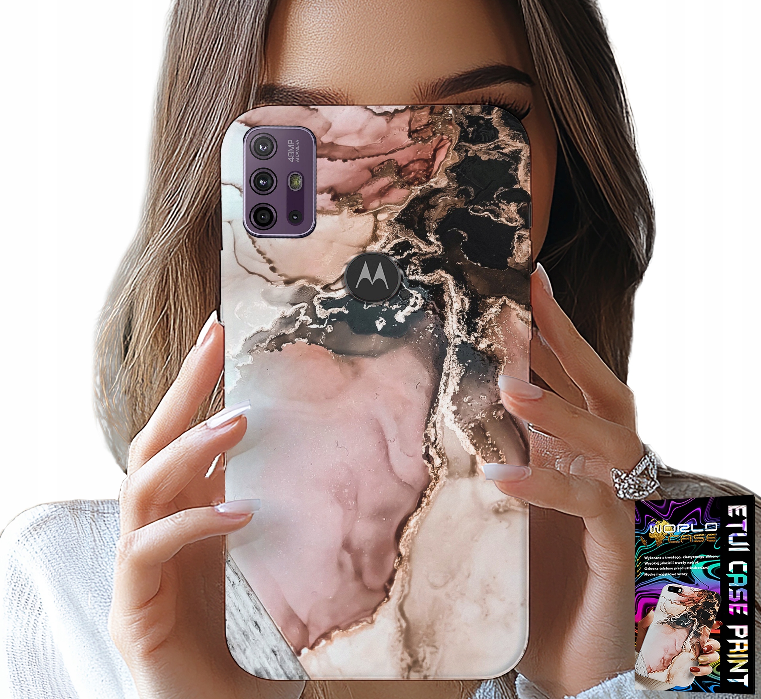 ETUI DO MOTOROLA MOTO G10 / G30 - ELEGANCKI MARMUREK MODNE WZORY + SZKŁO