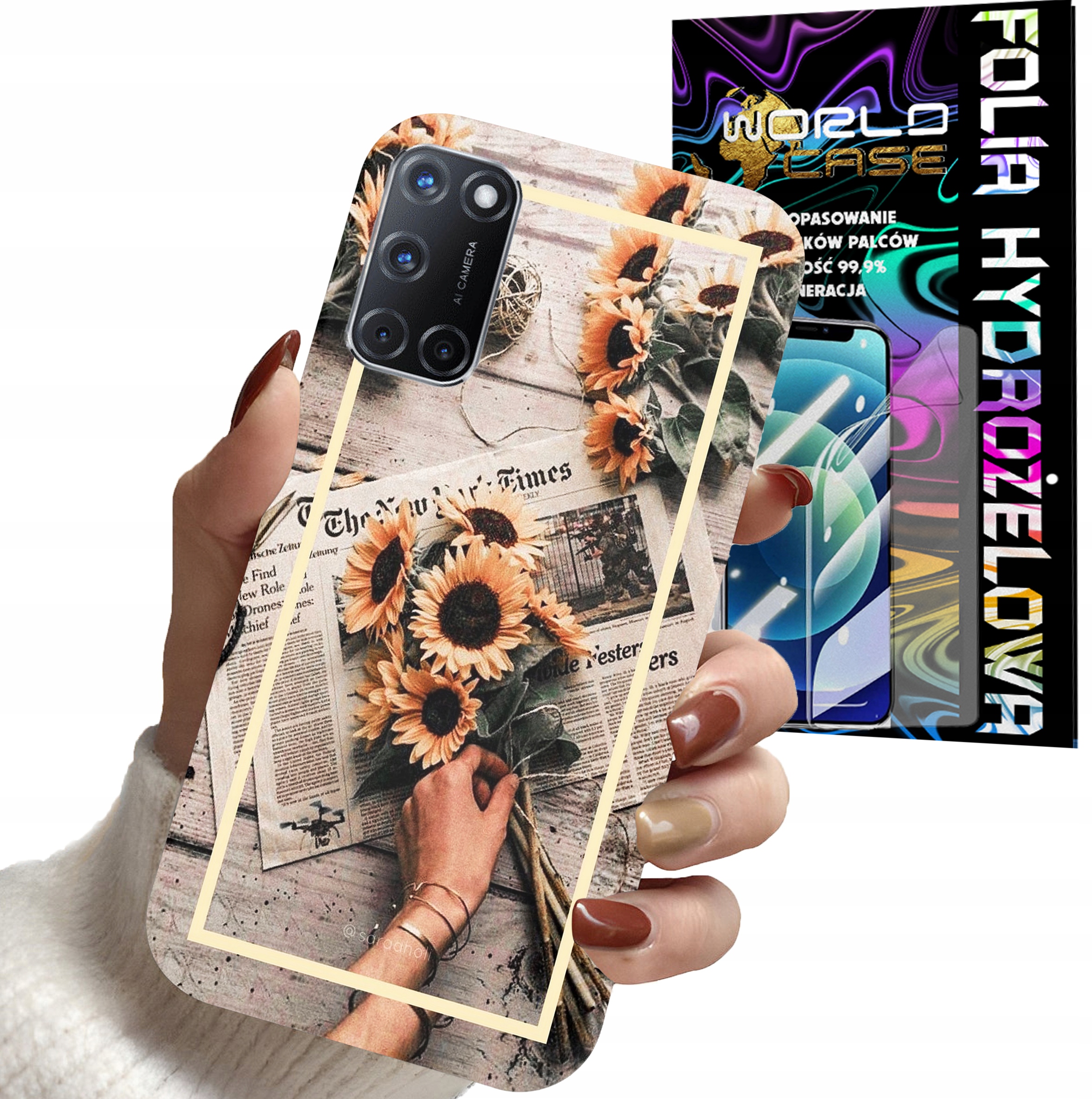 ETUI DO OPPO A52 - SŁONECZNIK KWIATY DLA KOBIET PLECKI + FOLIA