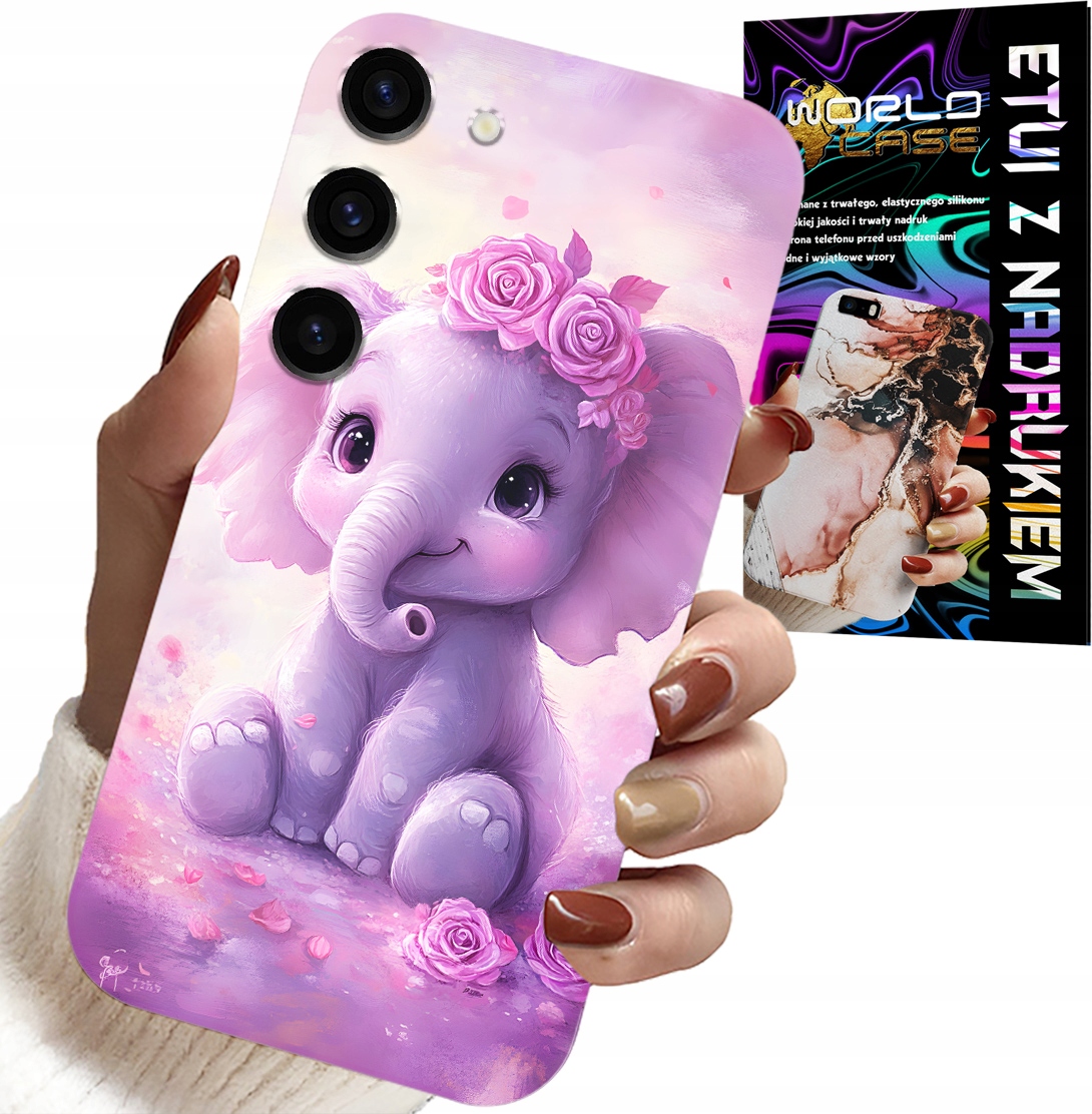 ETUI DO SAMSUNG GALAXY S23 - SŁODKI SŁONIK NA RÓŻOWYM TLE CASE +FOLIA