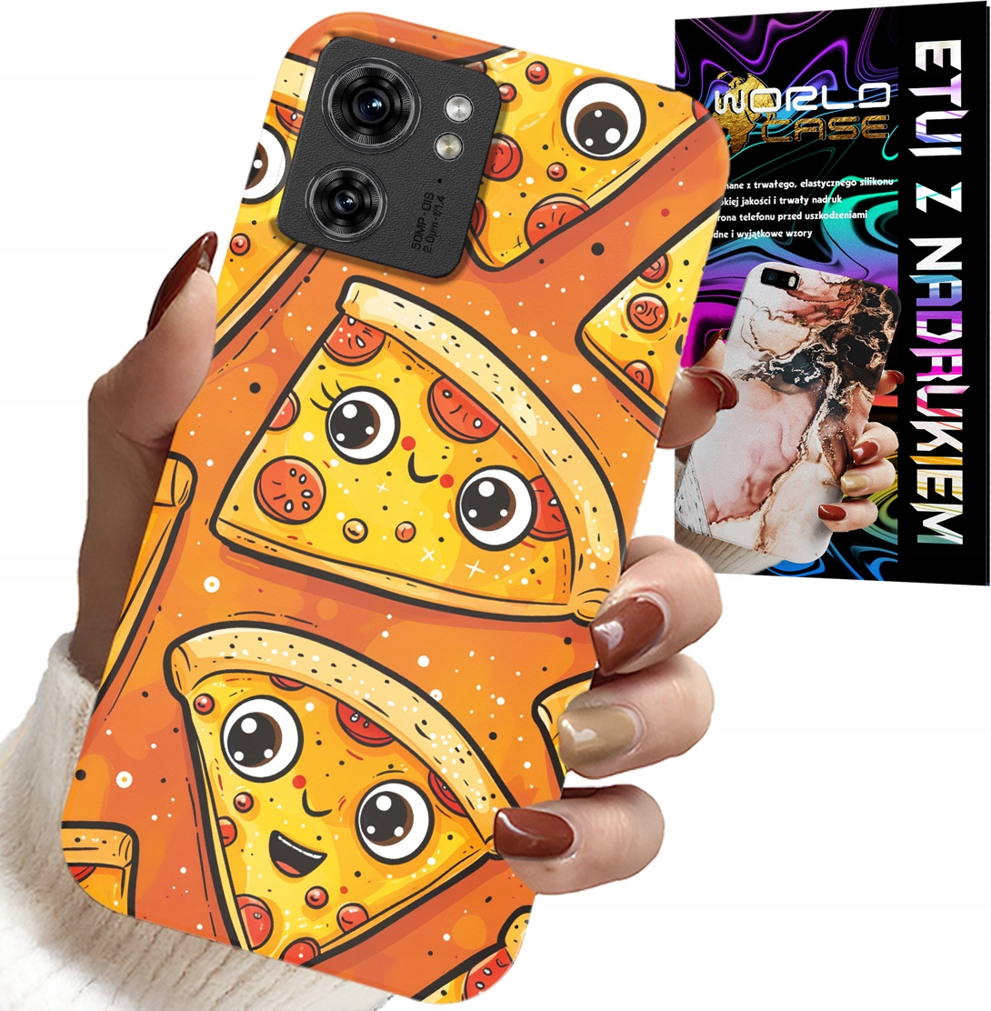 ETUI DO MOTOROLA EDGE 40 - SŁODKIE UŚMIECHNIĘTE PIZZE CASE + FOLIA