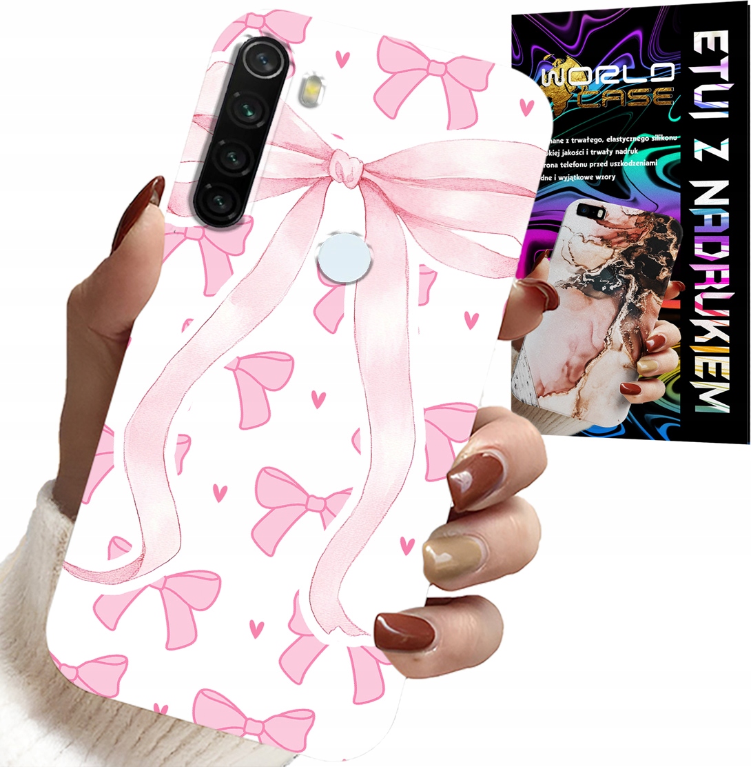 ETUI DO XIAOMI NOTE 8T - RÓŻOWE WSTAZKI WSTĄZKA MODNE WZORY CASE