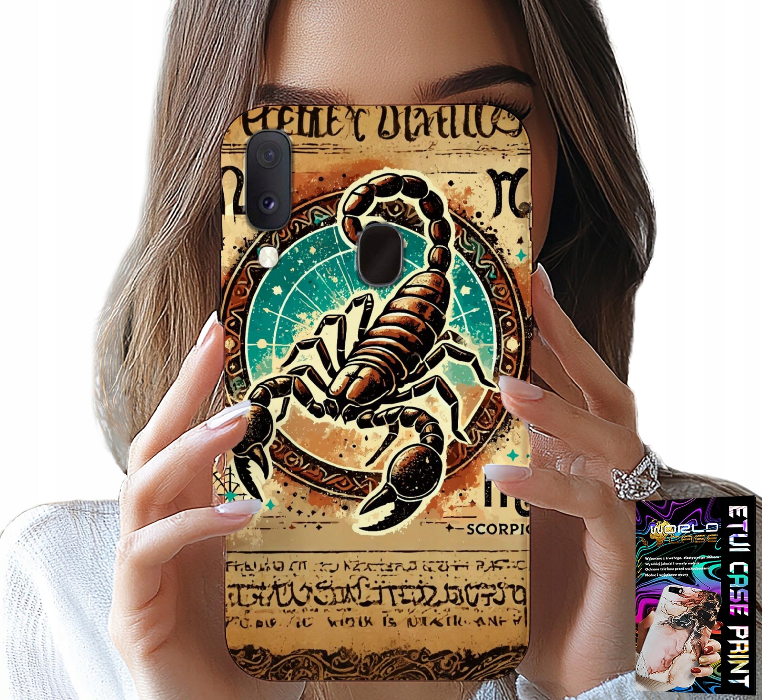 ETUI DO SAMSUNG GALAXY A40 - SKORPION ZNAK ZODIAKU ASTRONOMIA + FOLIA