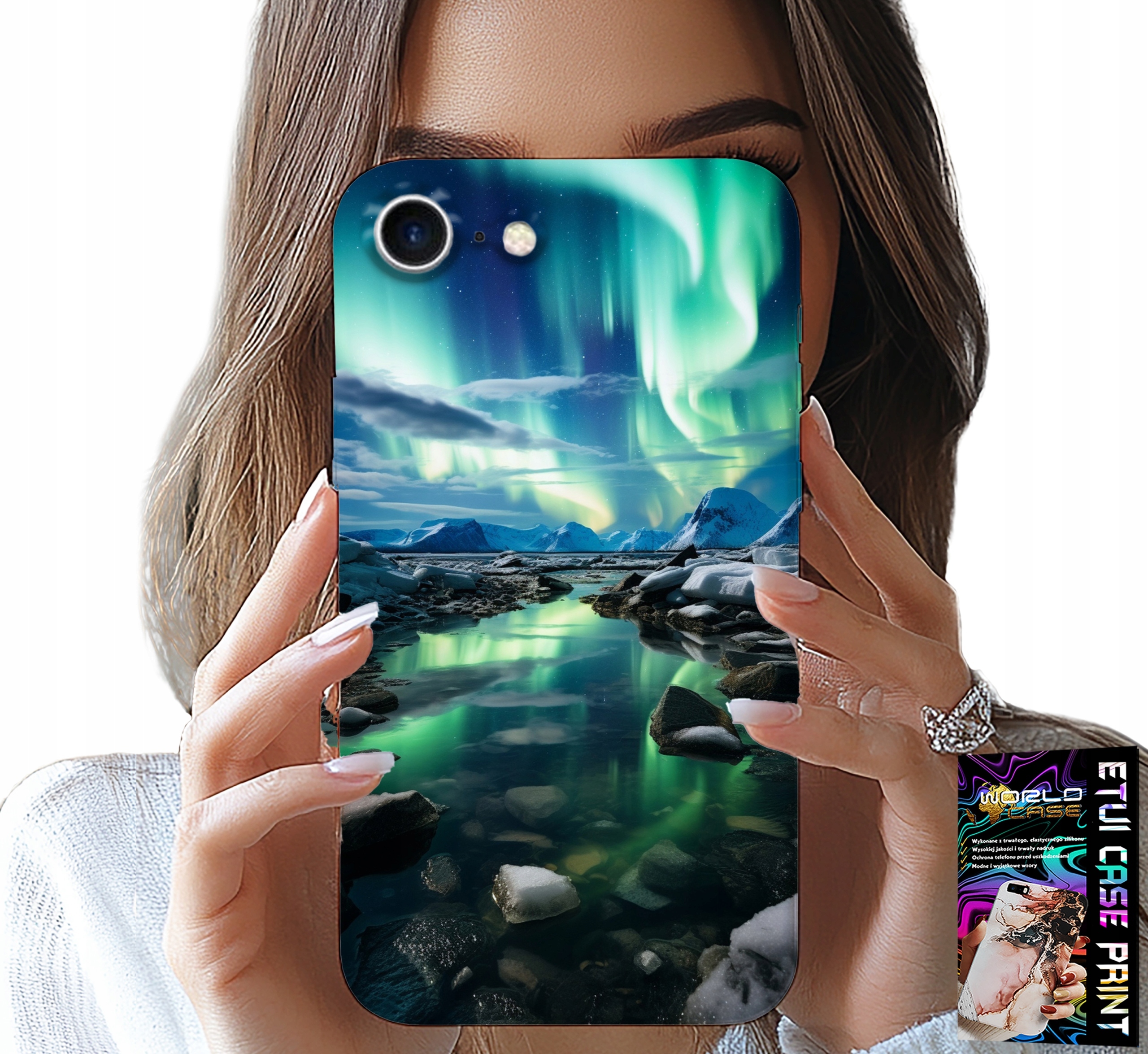 ETUI DO IPHONE 7 / 8 / SE2 - ALASKA ZORZA POLARNA STAWIK CASE + SZKŁO