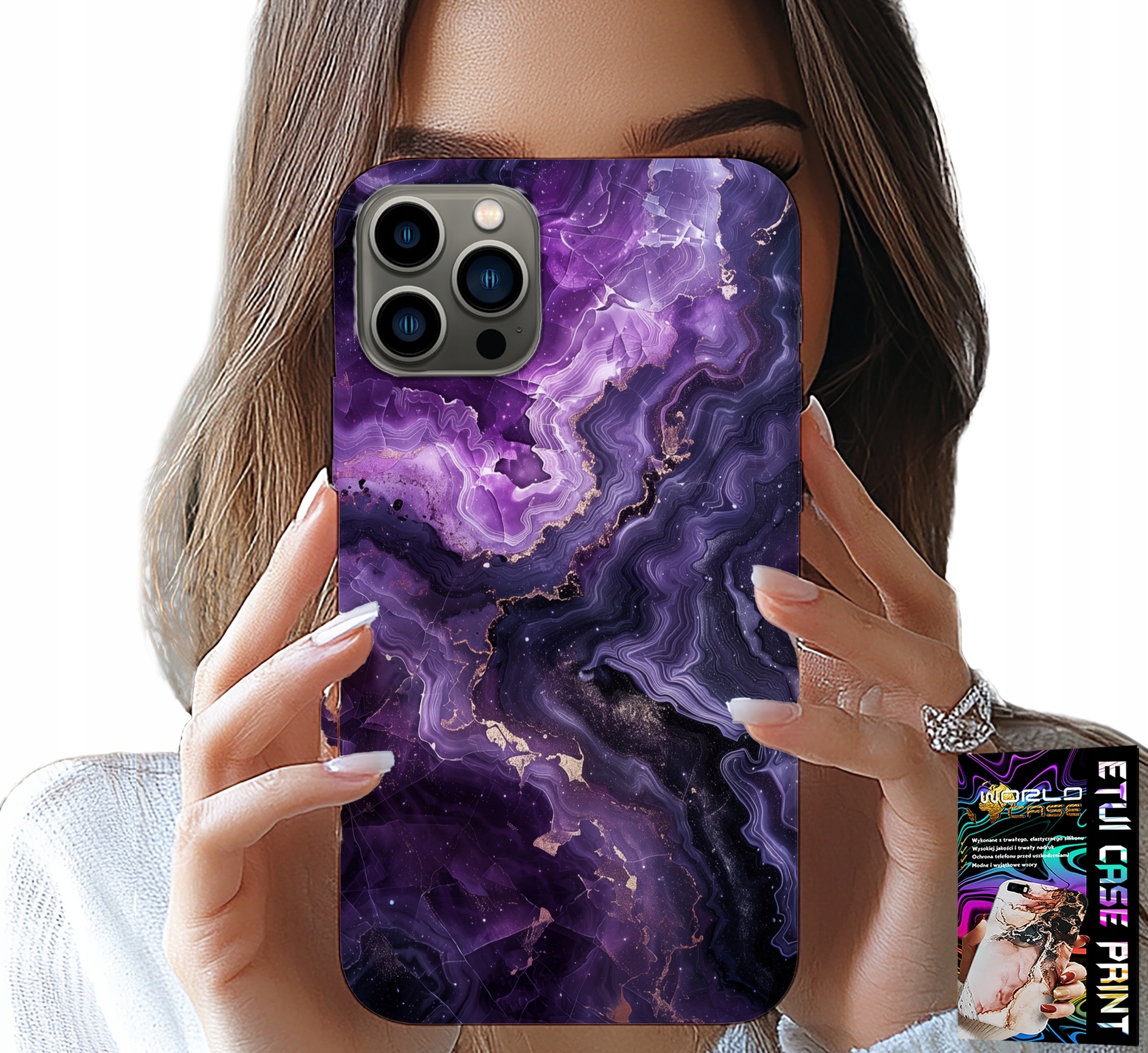 ETUI DO IPHONE 11 PRO MAX - FIOLETOWY MARMUREK MODNE KOBIECE + SZKŁO