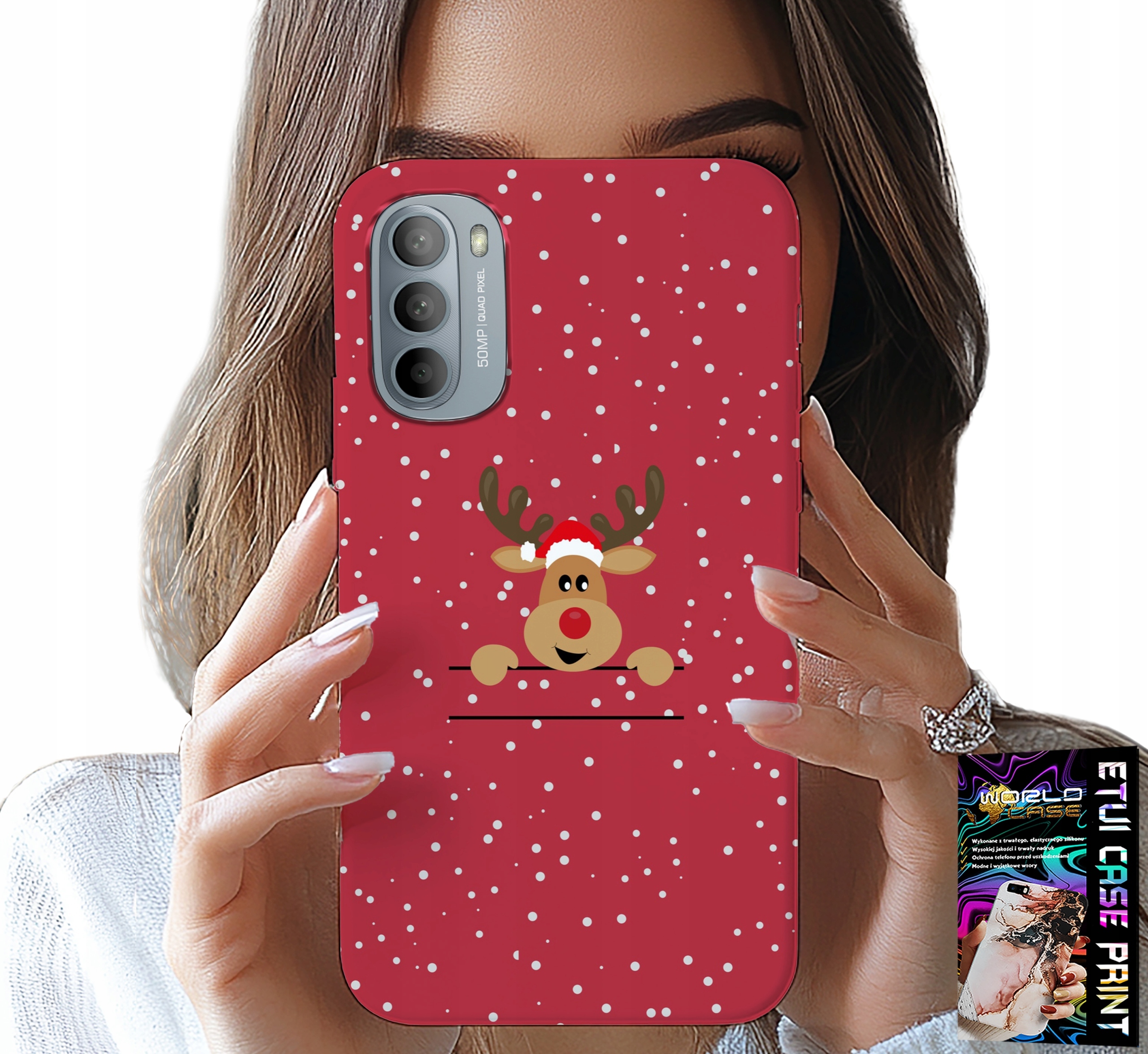 ETUI DO MOTOROLA G31 / G41 - ŚWIĄTECZNY RENIFER MIKOŁAJ ŚWIĘTA +FOLIA