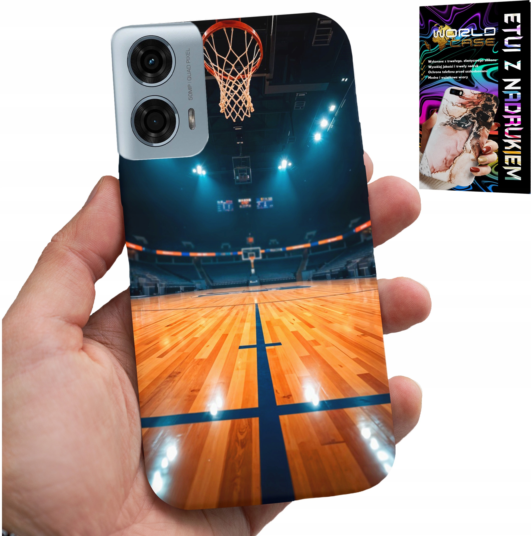 ETUI DO MOTOROLA G34 5G - KOSZYKÓWKA NBA BOISKO, KOSZ FAN WZORY
