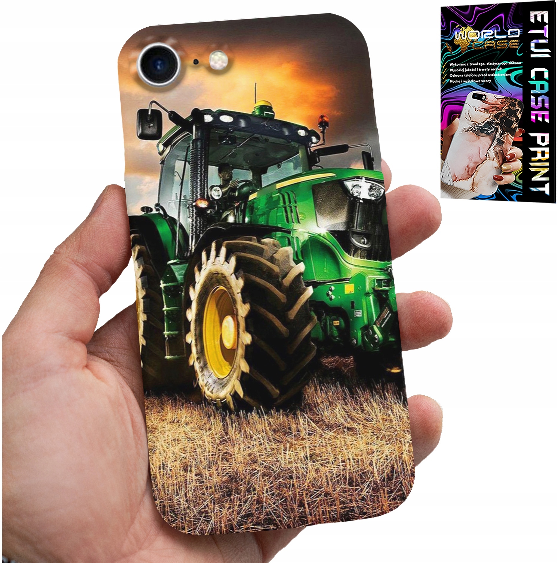 ETUI DO IPHONE SE / SE2 - TRAKTOR CIĄGNIK ROLNICZY FARMA + SZKŁO