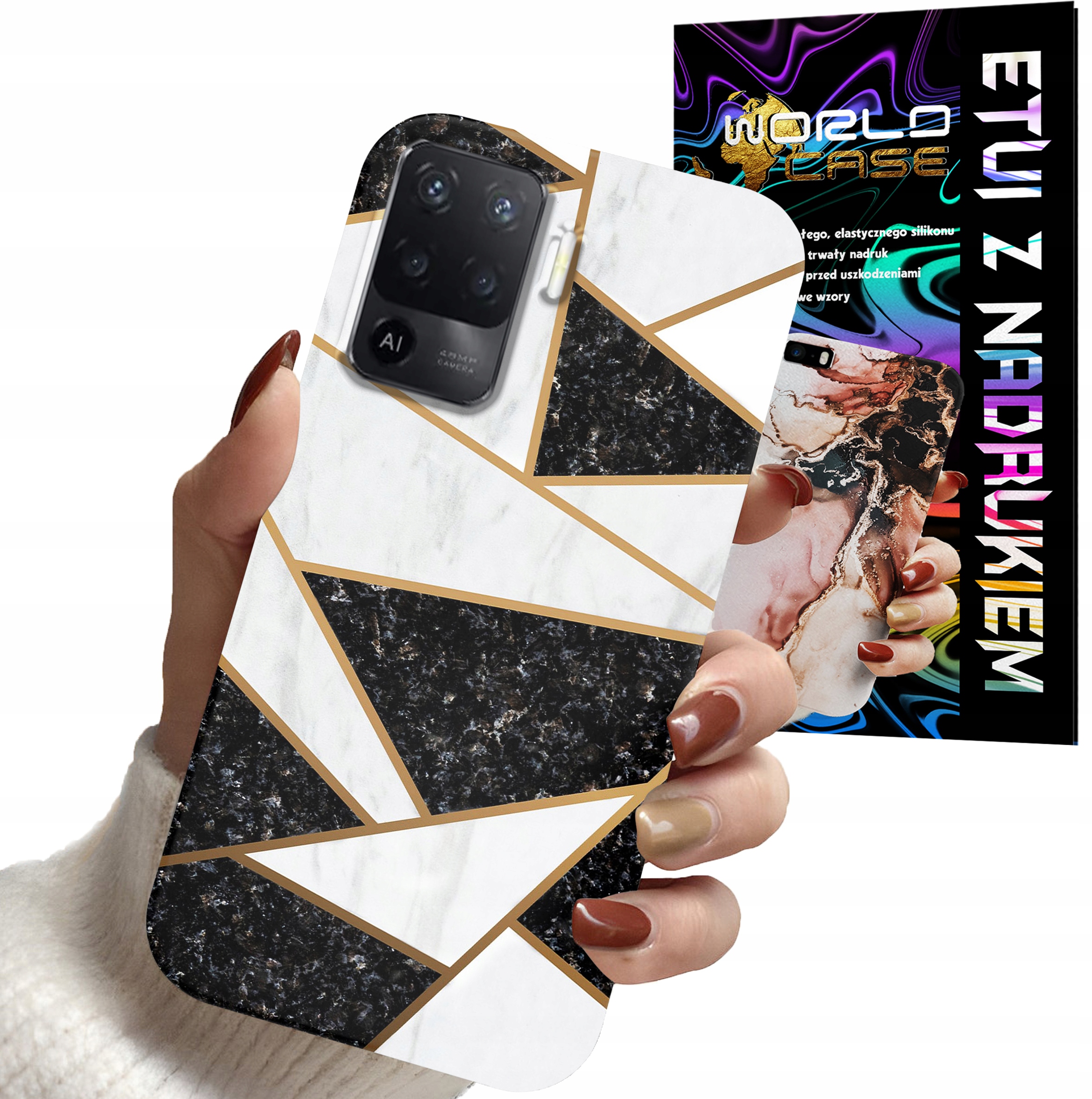 ETUI CASE DO OPPO F19 PRO - MARMUREK GEOMETRIA WZORY DLA KOBIET