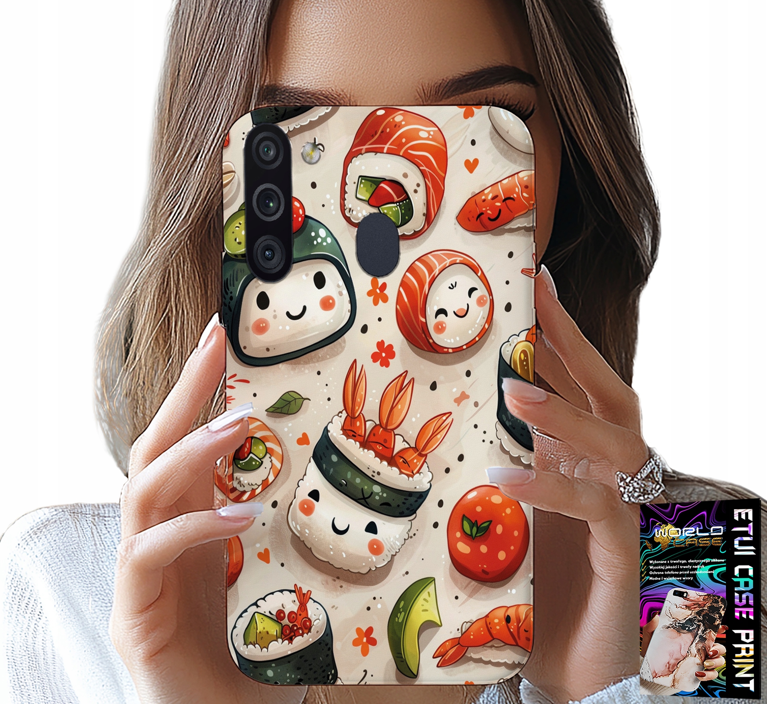 ETUI DO SAMSUNG GALAXY A21 - SŁODKIE UŚMIECHNIĘTE SUSHI OBUDOWA CASE