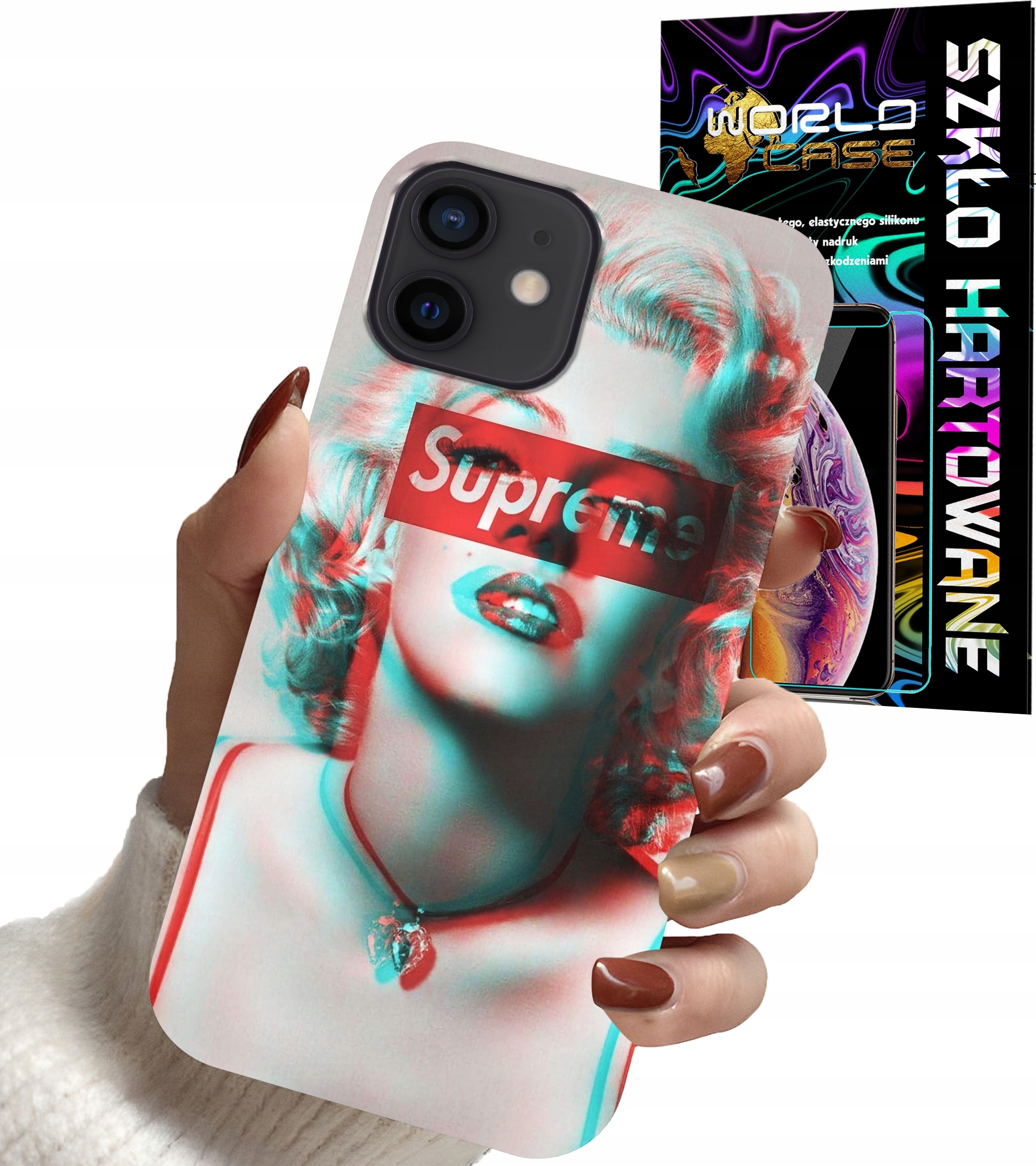 ETUI DO IPHONE 12 - Monroe MODNE KOBIECE WZORY + SZKŁO