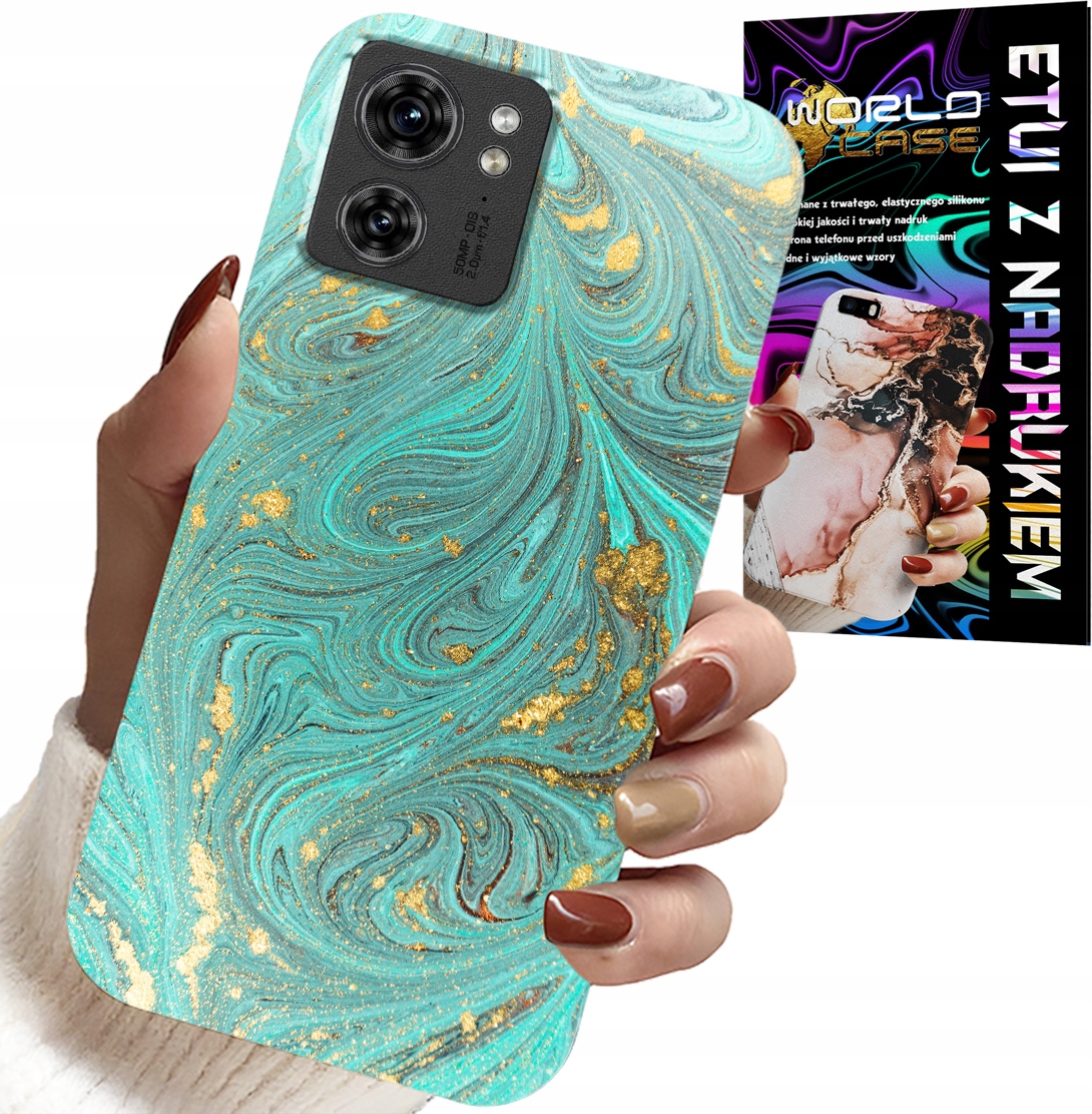 ETUI DO MOTOROLA EDGE 40 - MARMURKOWE WZORY + FOLIA HYDROŻEL