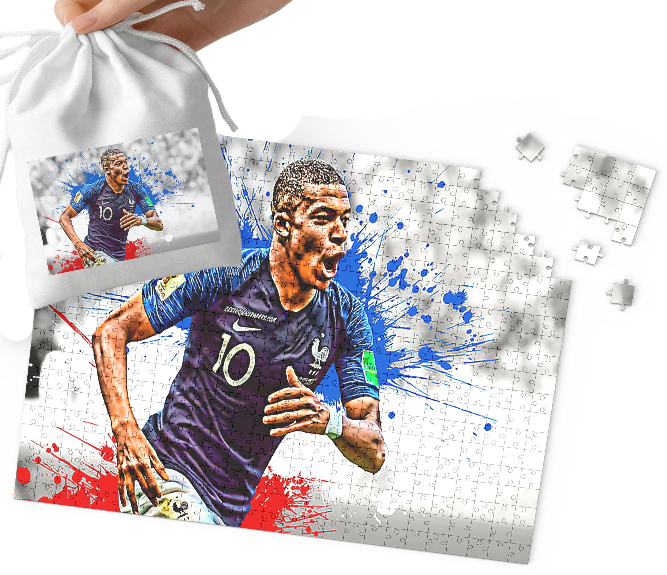 PUZZLE - KYLIAN MBAPPE WZORY DLA MAŁEGO PIŁKARZA 120el + WORECZEK