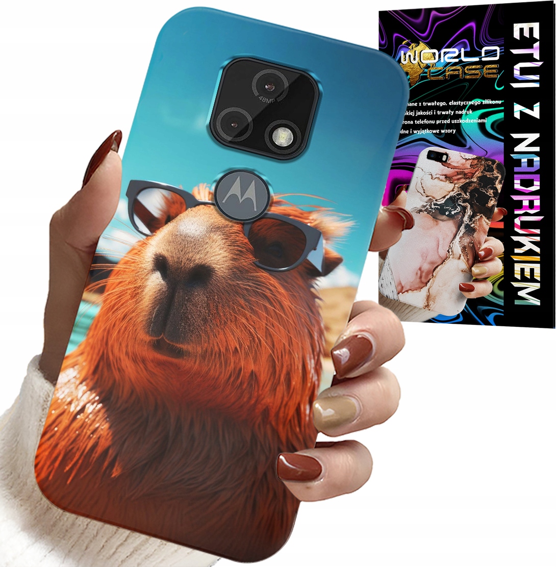 ETUI DO MOTOROLA MOTO E7 PLUS - SŁODKA KAPIBARA, CAPIBARA CASE + SZKŁO