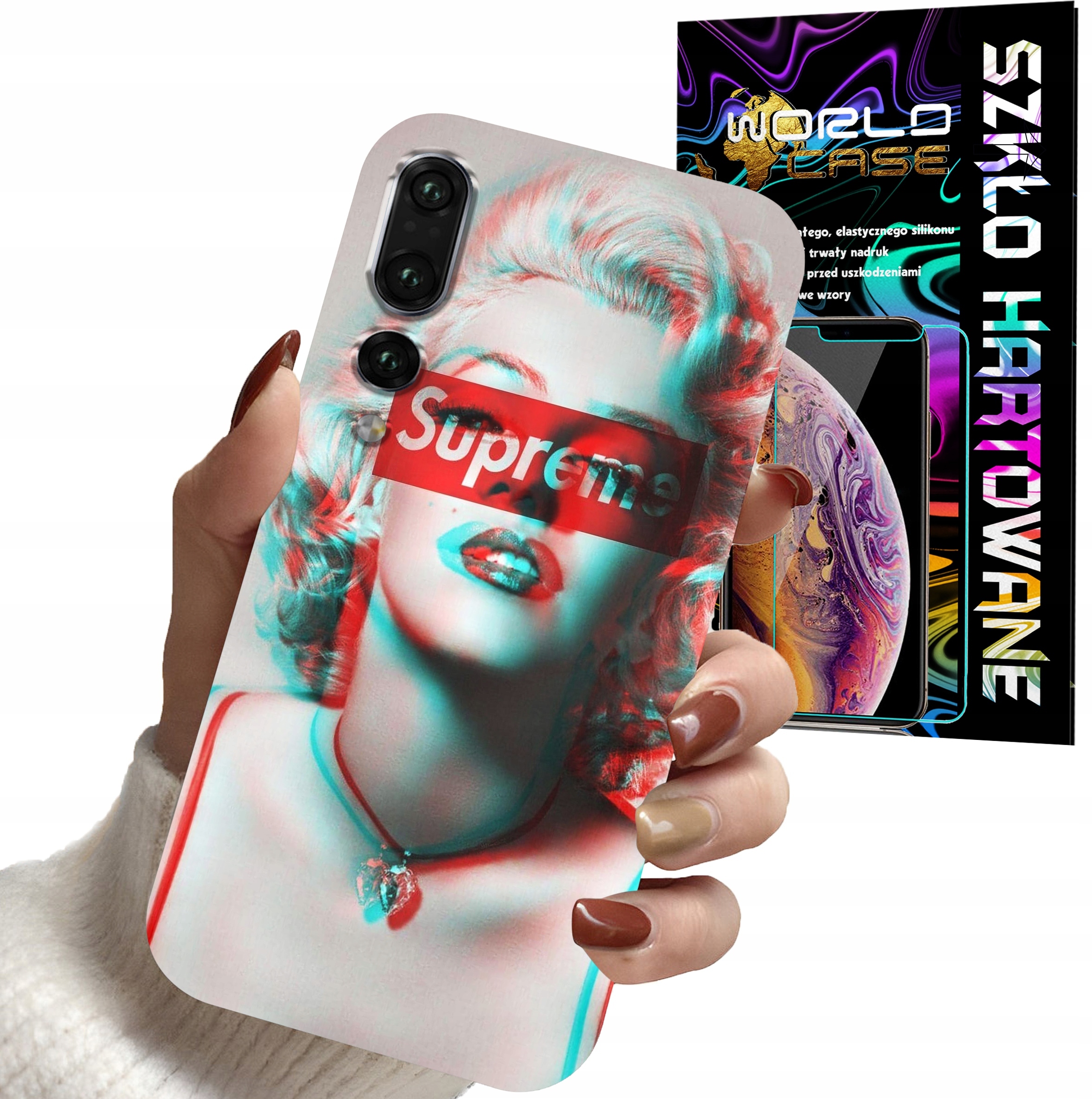 ETUI DO HUAWEI P20 PRO - Monroe MODNE KOBIECE WZORY + SZKŁO