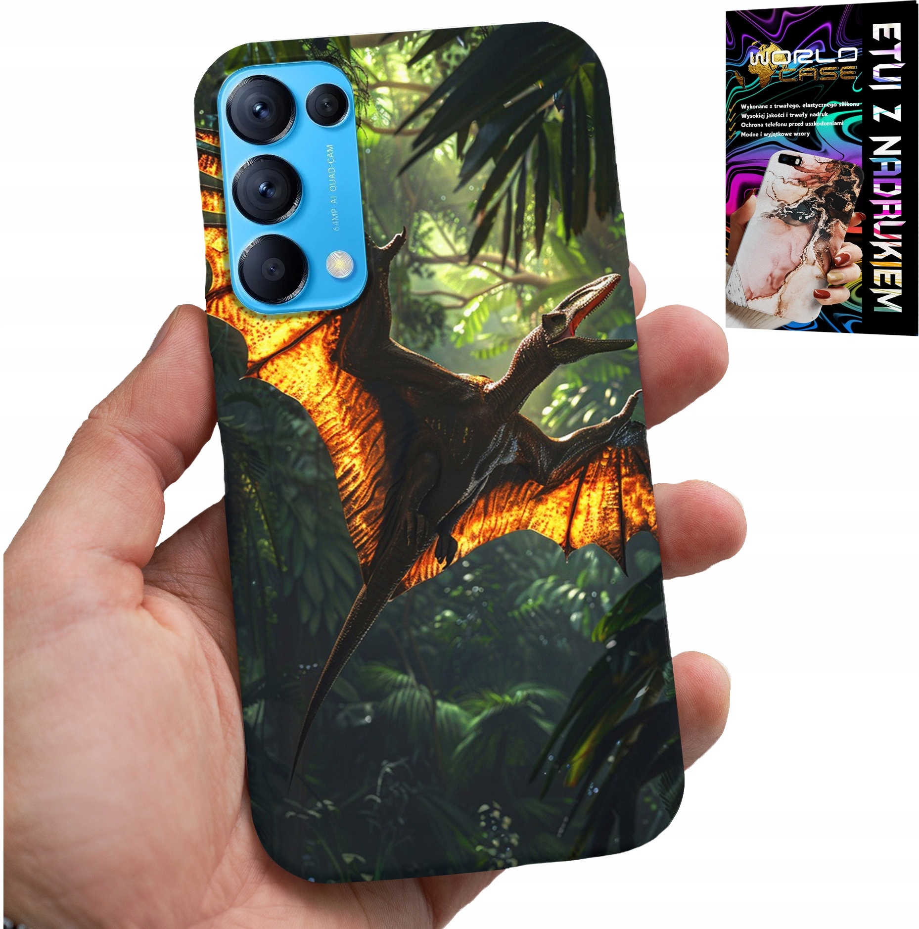 ETUI DO OPPO FIND X3 LITE - DINO DINOZAUR PTERODAKTYL FUTERAŁ PLECKI