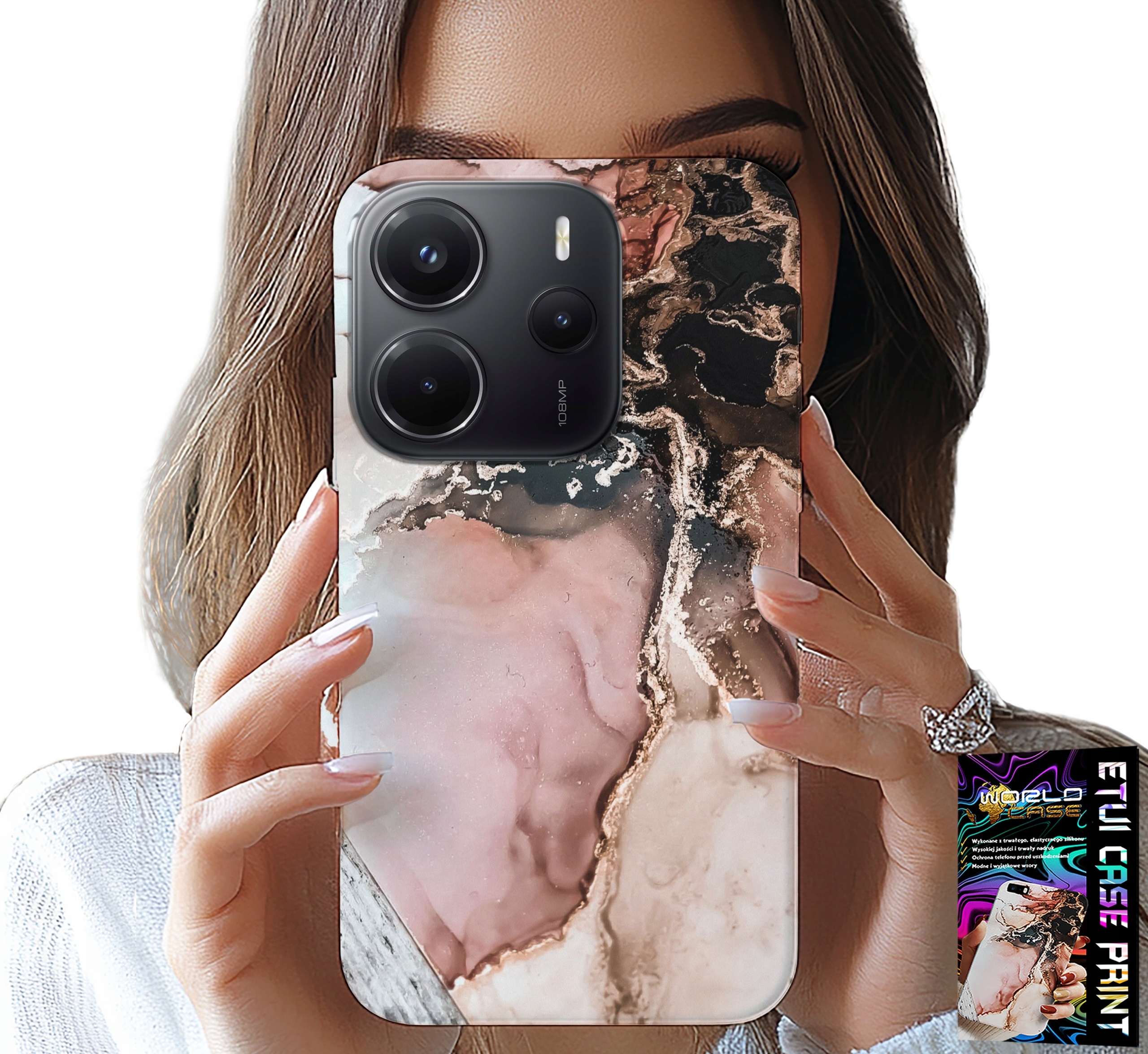 ETUI DO XIAOMI NOTE 14 4G - ELEGANCKI MARMUREK MODNE WZORY + SZKŁO