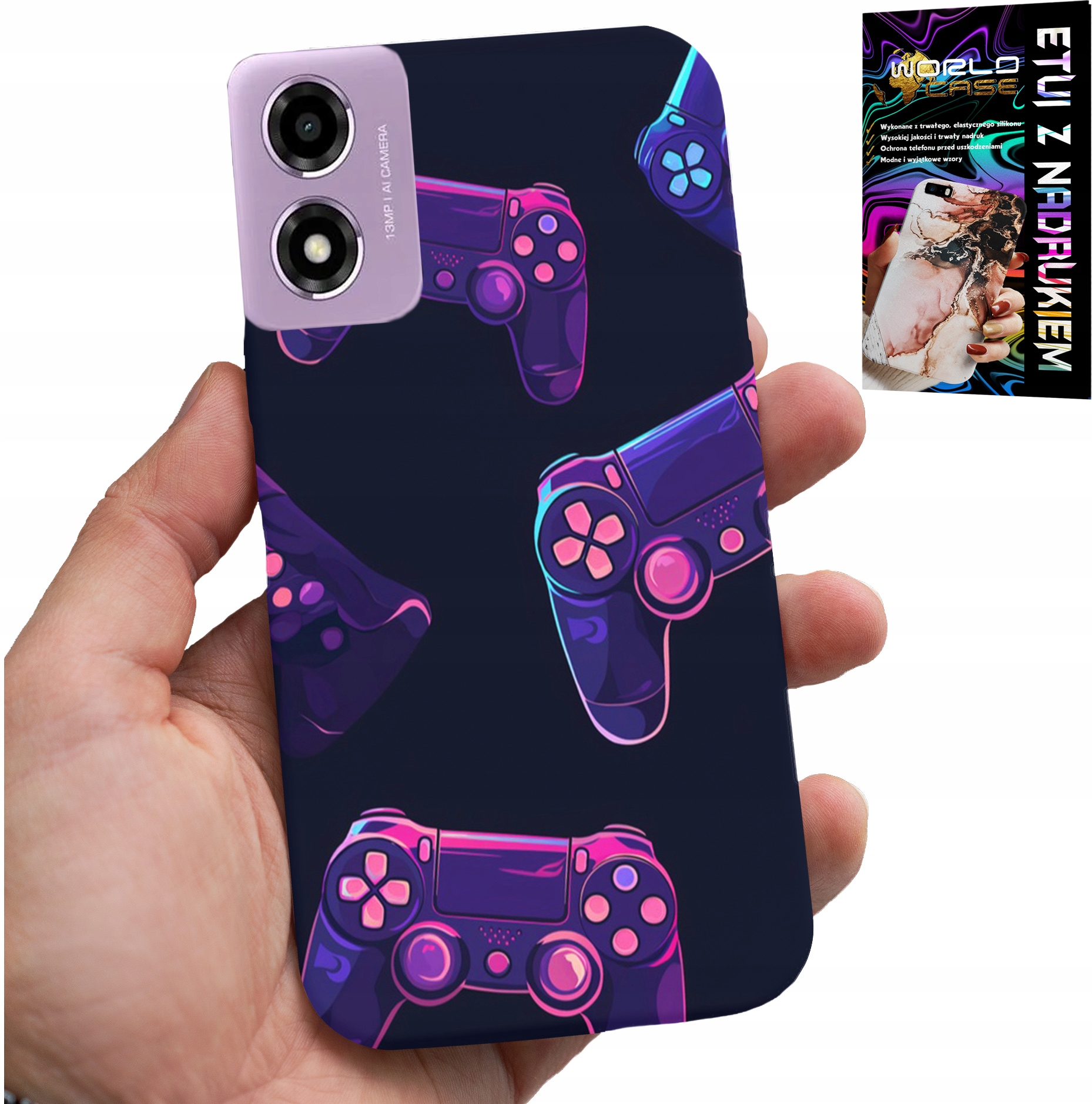 ETUI DO MOTOROLA MOTO E14 - CASE DLA GRACZA, WZORY Z GIER + SZKŁO