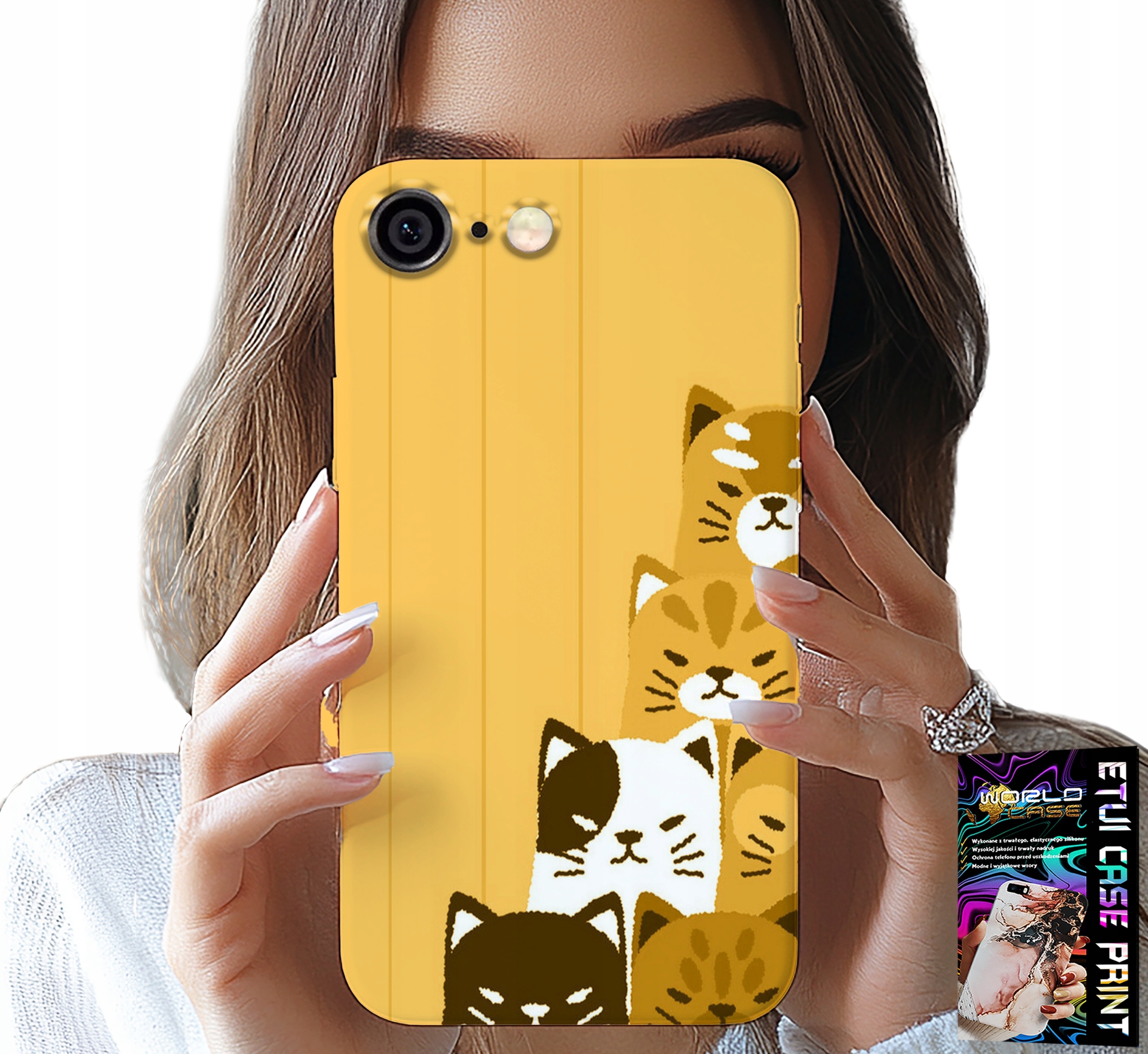 ETUI DO IPHONE ( 6 PLUS ) - LOVE CAT, WZORY Z KOTAMI, CASE + SZKŁO