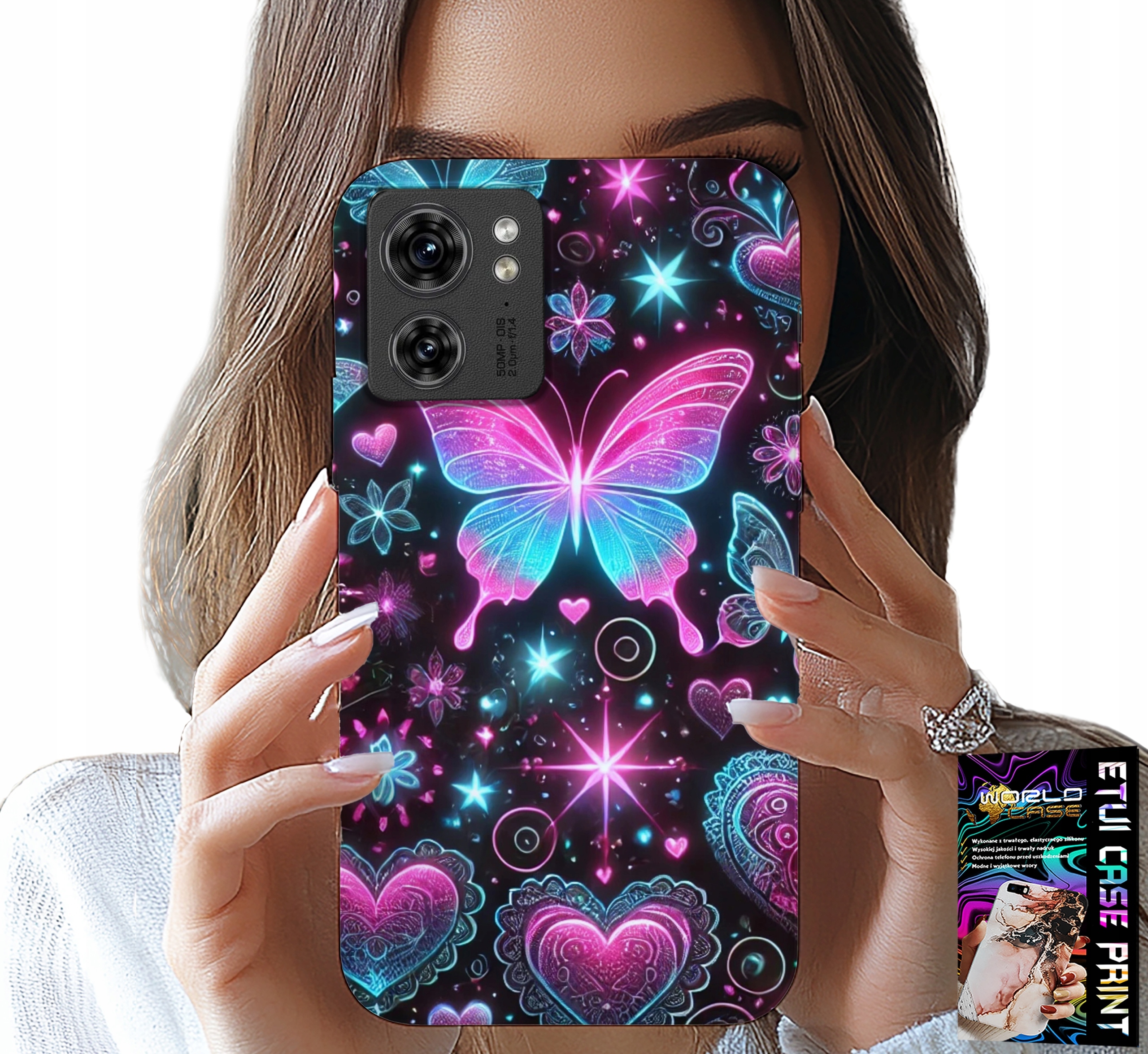 ETUI DO MOTOROLA EDGE 40 - KOLOROWY MOTYLEK SERCE MODNE WZORY CASE