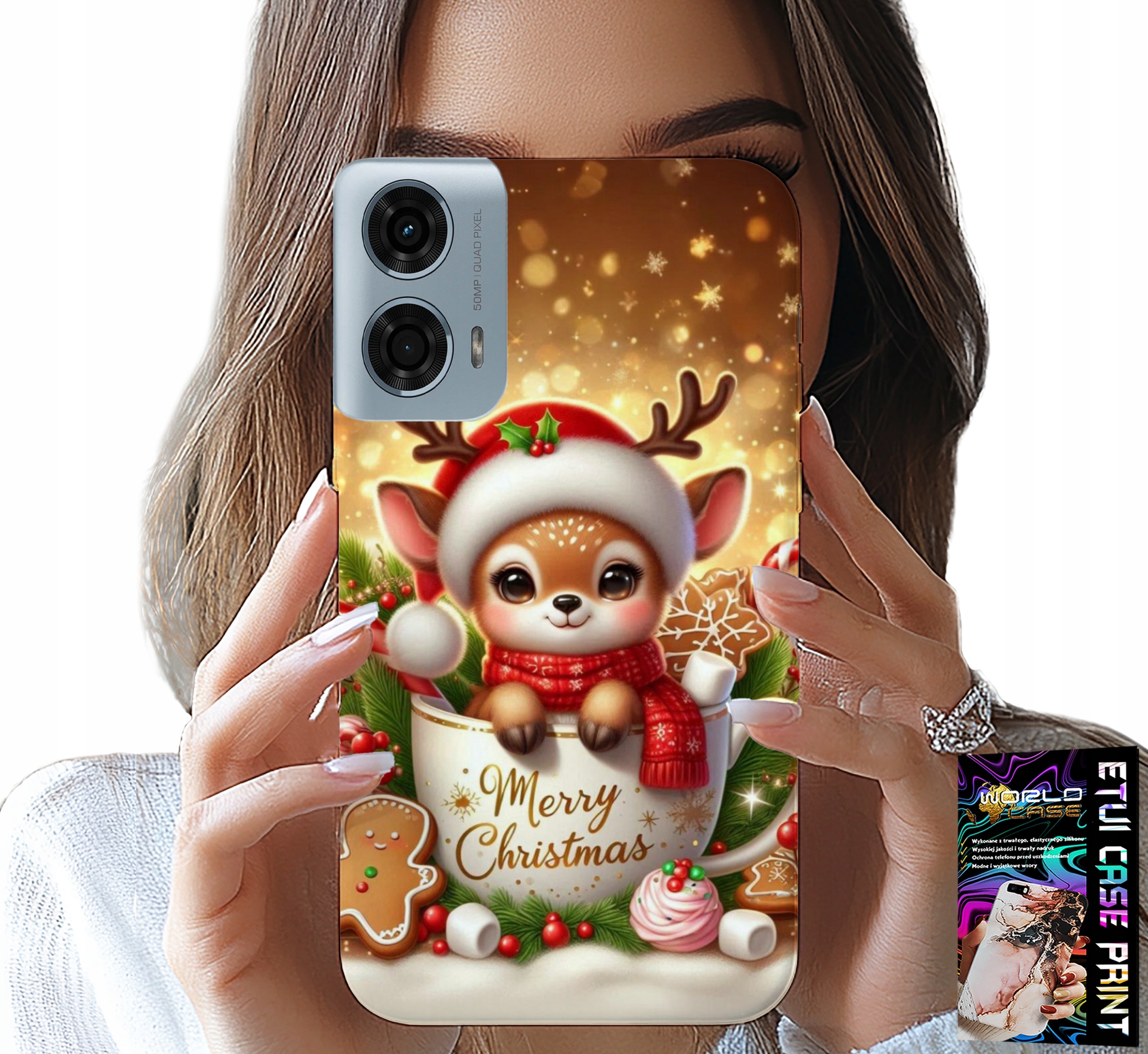 ETUI DO MOTOROLA G34 5G - RENIFEREK SŁODKI RENIFER ŚWIĄTECZNE WZÓR