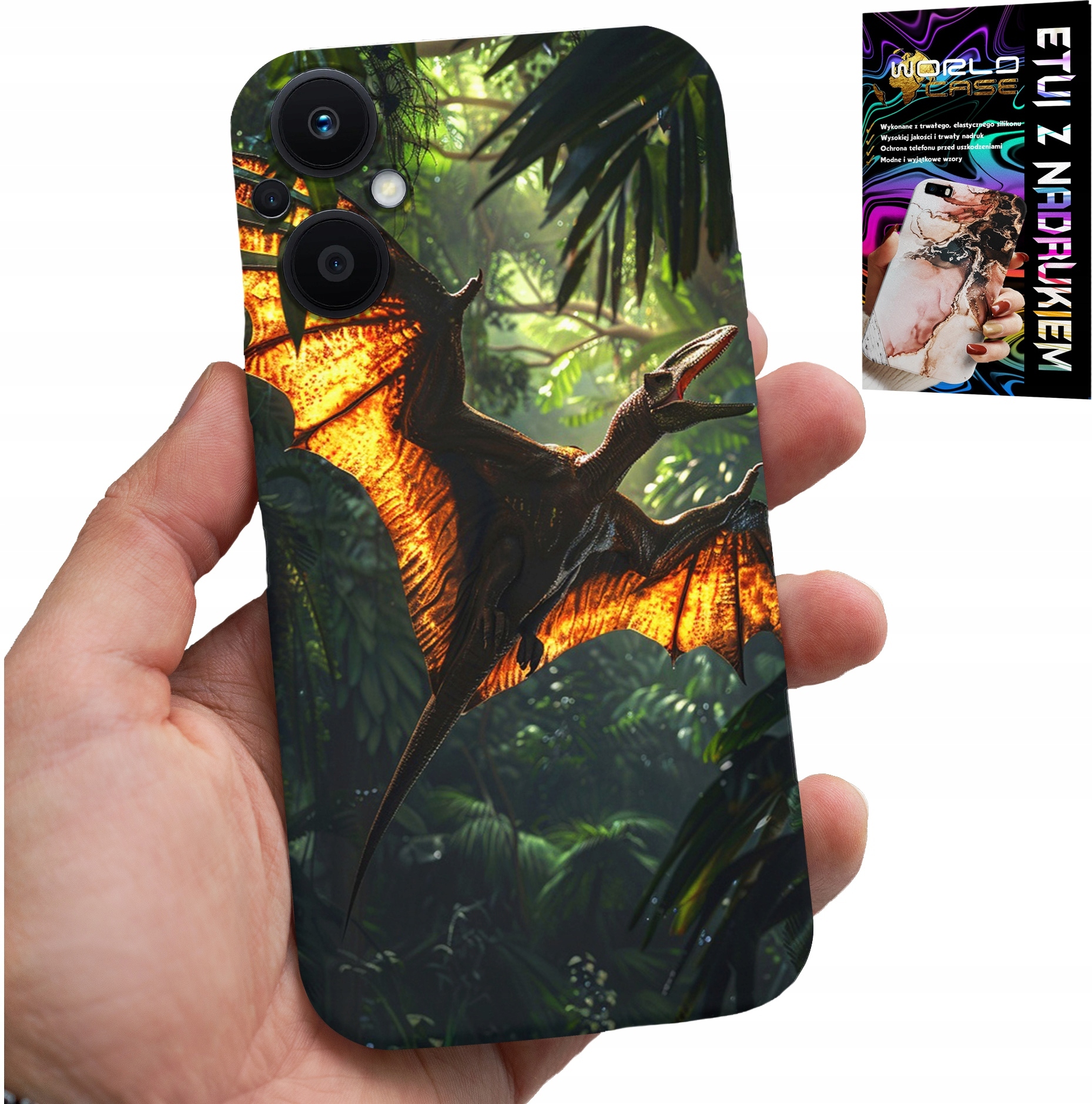 ETUI DO OPPO RENO7 LITE 5G - DINO DINOZAUR PTERODAKTYL FUTERAŁ PLECKI