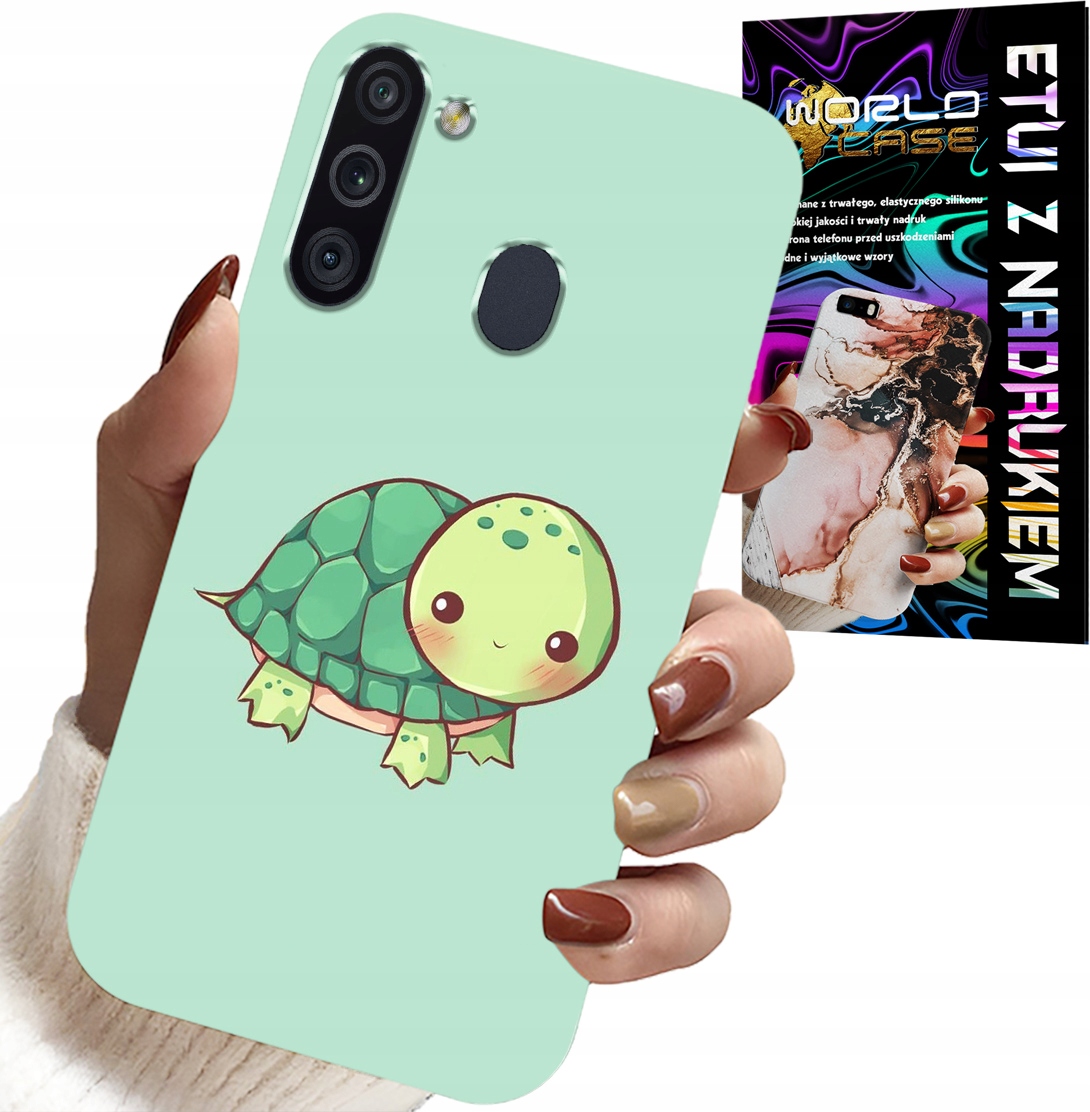 ETUI DO SAMSUNG GALAXY A21 - SŁODKIE ŻÓŁWKI WZORY DLA DZIECI + SZKŁO