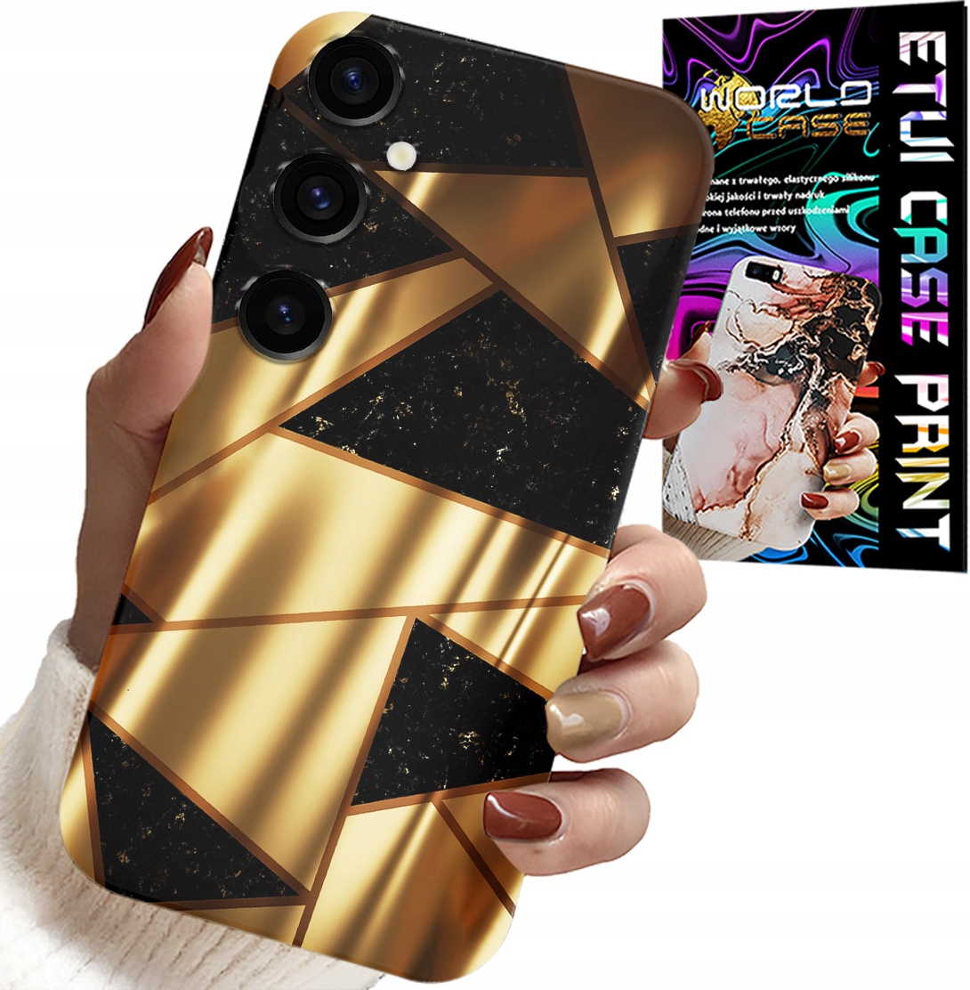 ETUI DO SAMSUNG GALAXY A04S - ZŁOTE ELEGANCKIE WZORY + FOLIA HYDRO