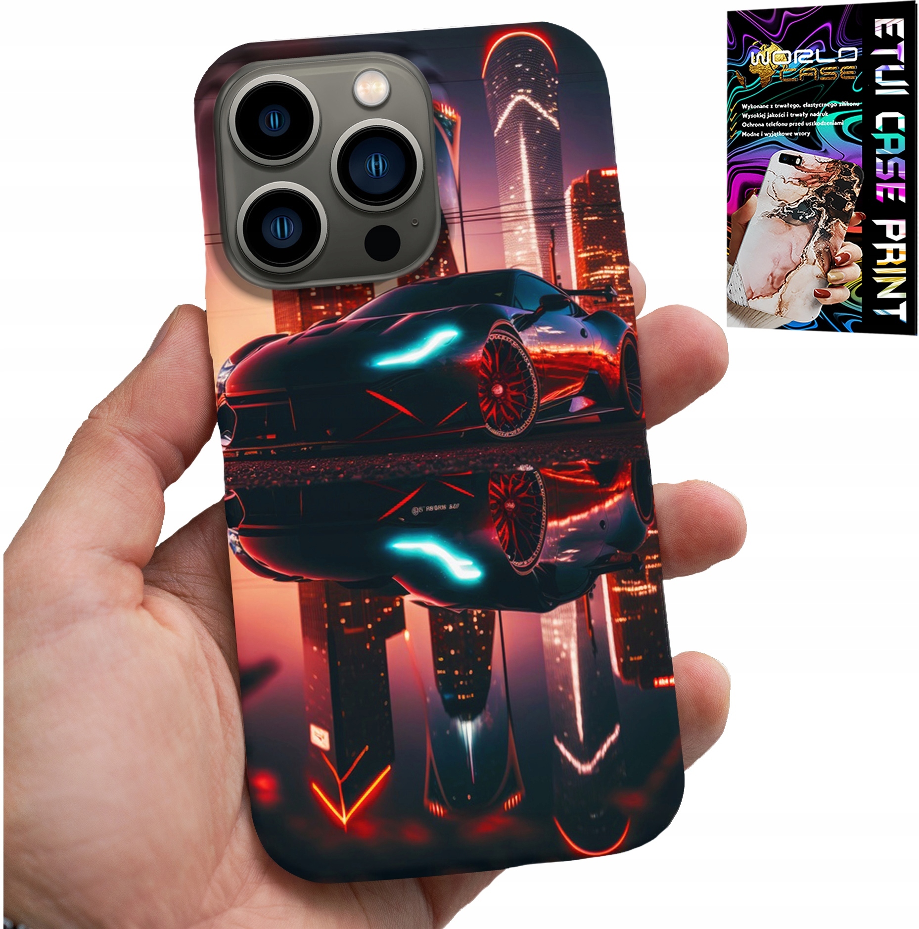ETUI DO IPHONE 14 PRO - SAMOCHODY FAN, WZORY DLA MĘŻCZYZN +FOLIA