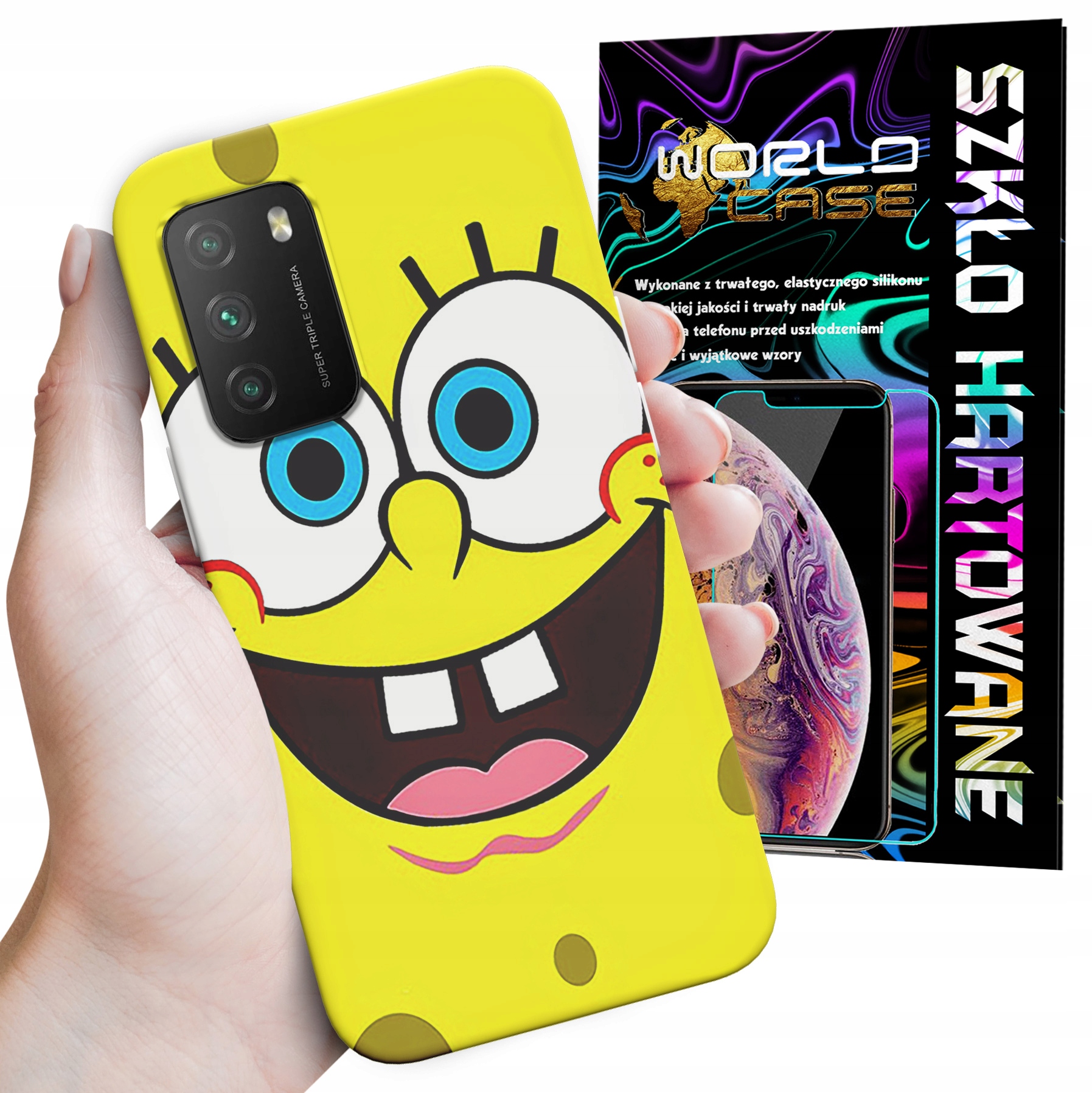 ETUI DO XIAOMI POCO M3 - SPONGEBOB BAJKI GRY WYBÓR PLECKI + SZKŁO