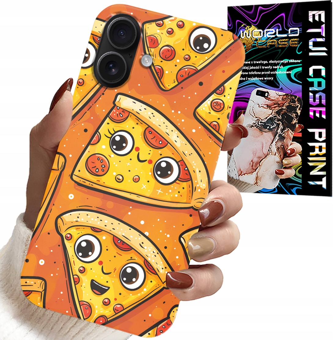ETUI DO IPHONE 16 - SŁODKIE UŚMIECHNIĘTE PIZZE CASE + SZKŁO