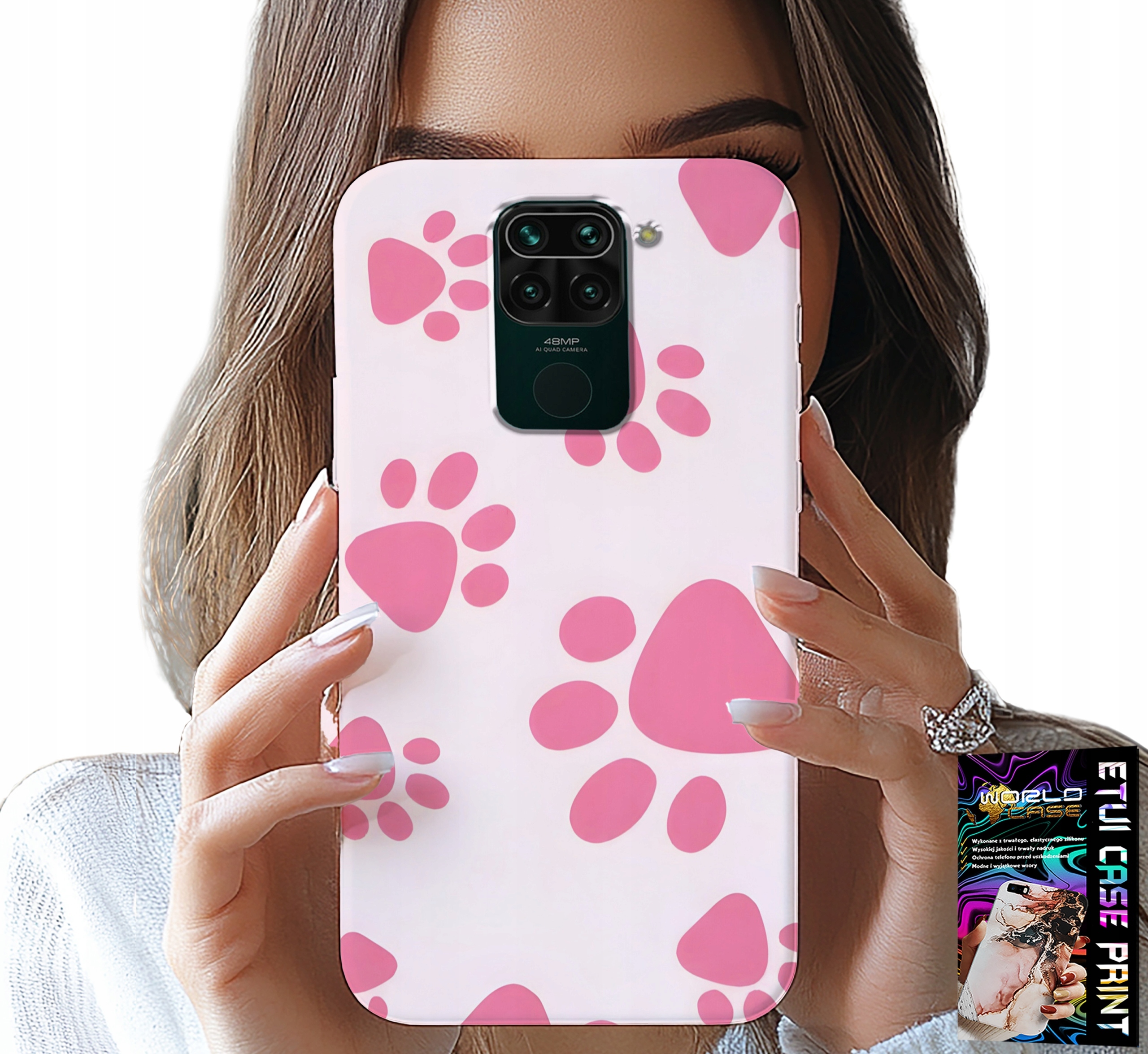 ETUI DO XIAOMI NOTE 9 - RÓŻOWE PSIE ŁAPKI, PLECKI, OBUDOWA CASE