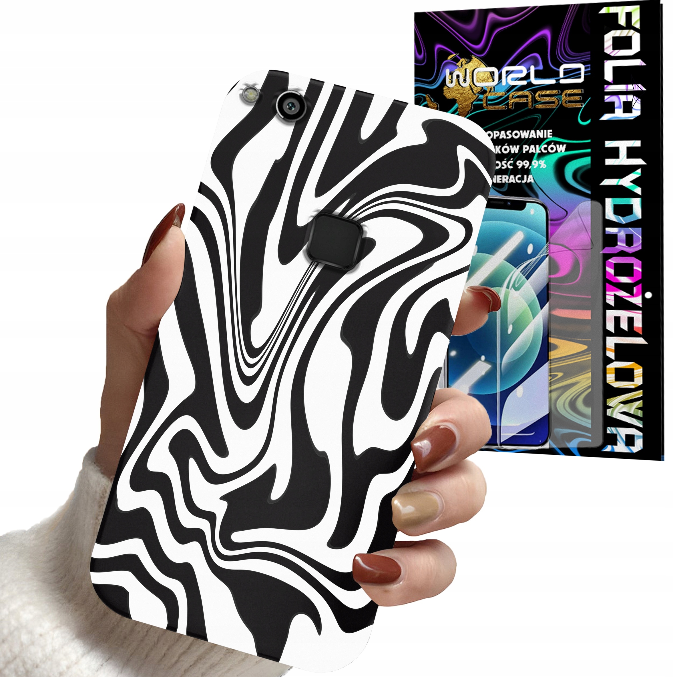 ETUI DO HUAWEI P9 LITE 2016 - ABSTRAKCJA ZEBRA WZORY DLA KOBIET + FOLIA